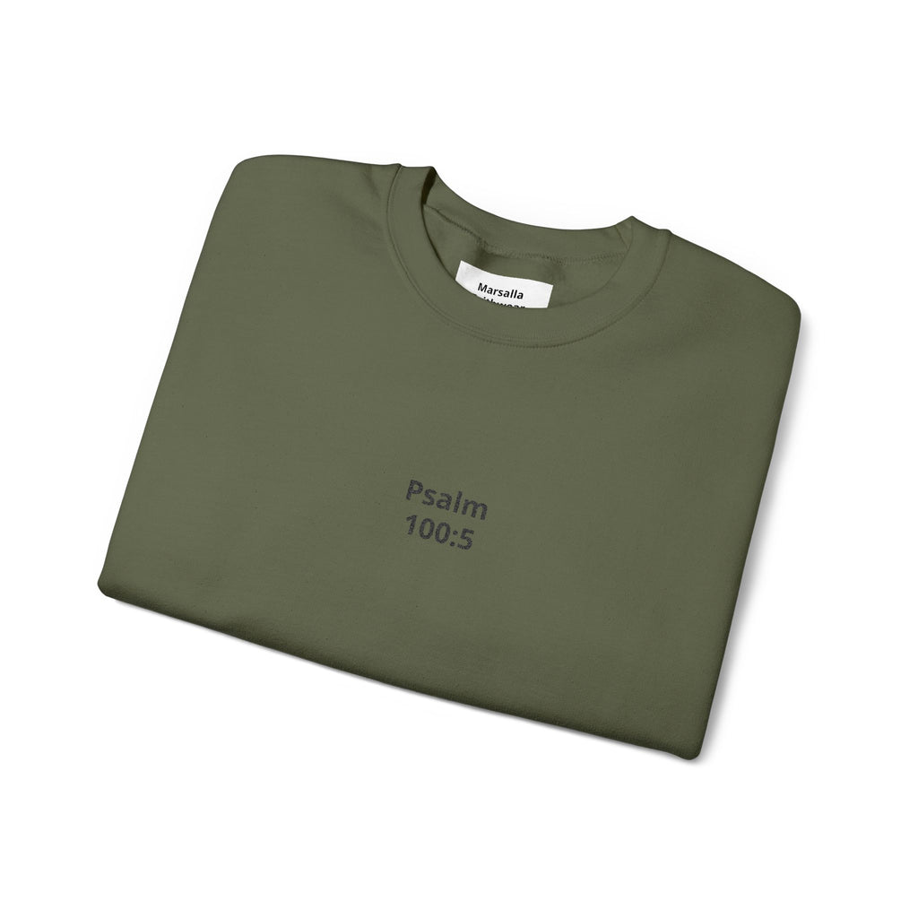 Psalm 100:5 Minimalist Crewneck Sweatshirt — Christian Scripture Sweatshirt