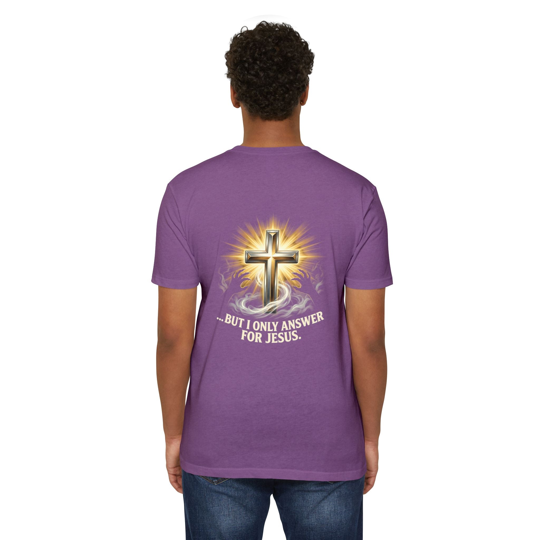 Christian Cross T-Shirt — "The Devil Can Knock All Day... But I Only Answer For Jesus"