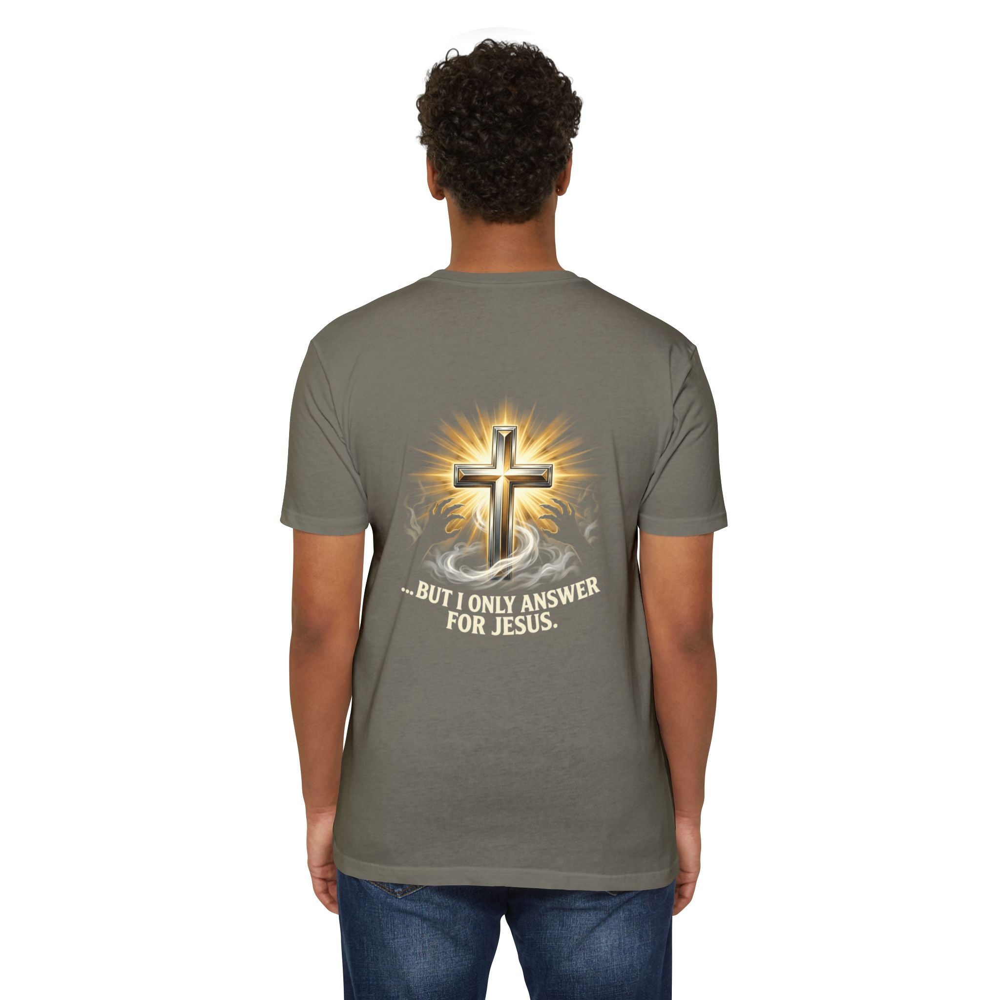 Christian Cross T-Shirt — "The Devil Can Knock All Day... But I Only Answer For Jesus"