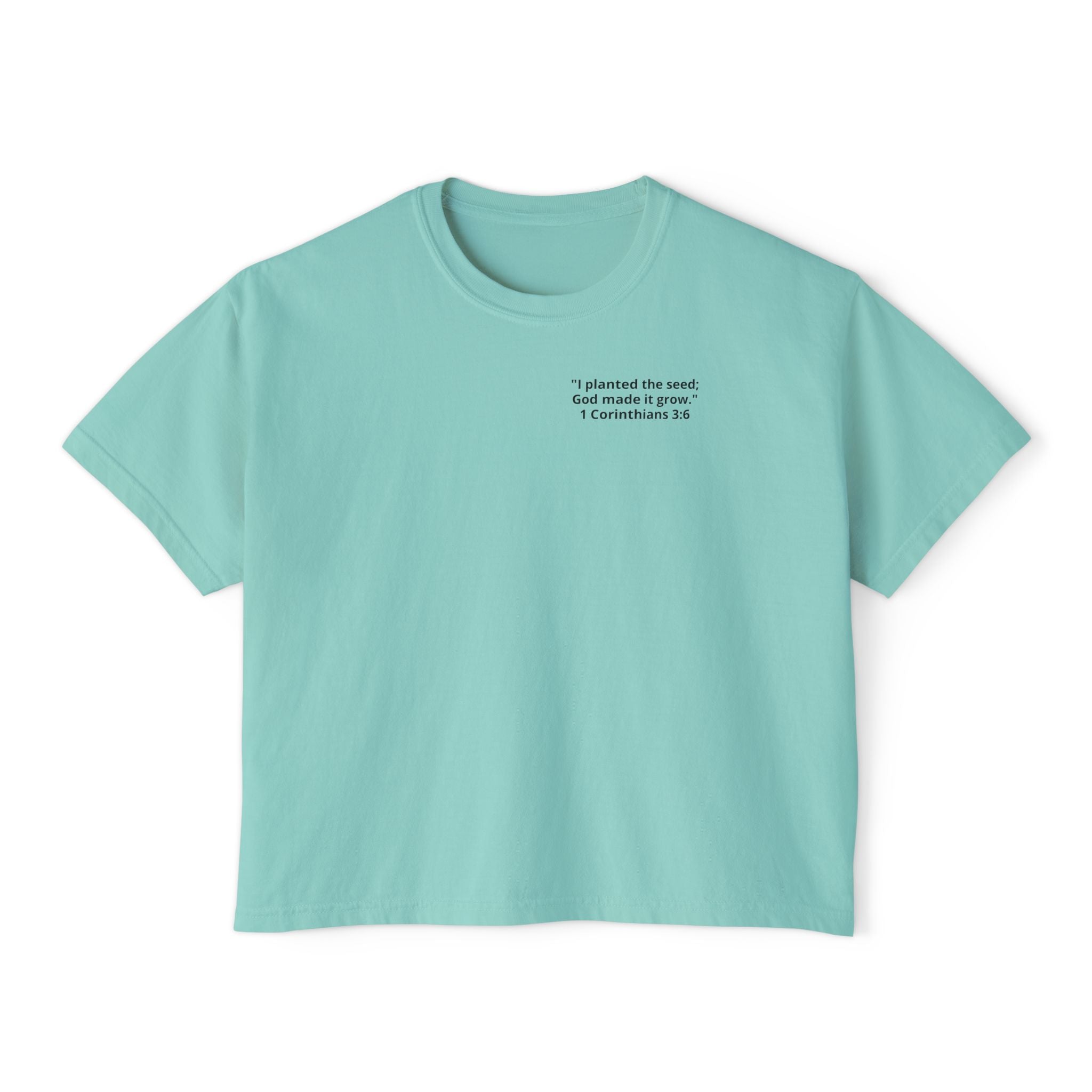 Watch the Love of God Grow Boxy Tee — Christian Faith Tree Graphic Women's Shirt