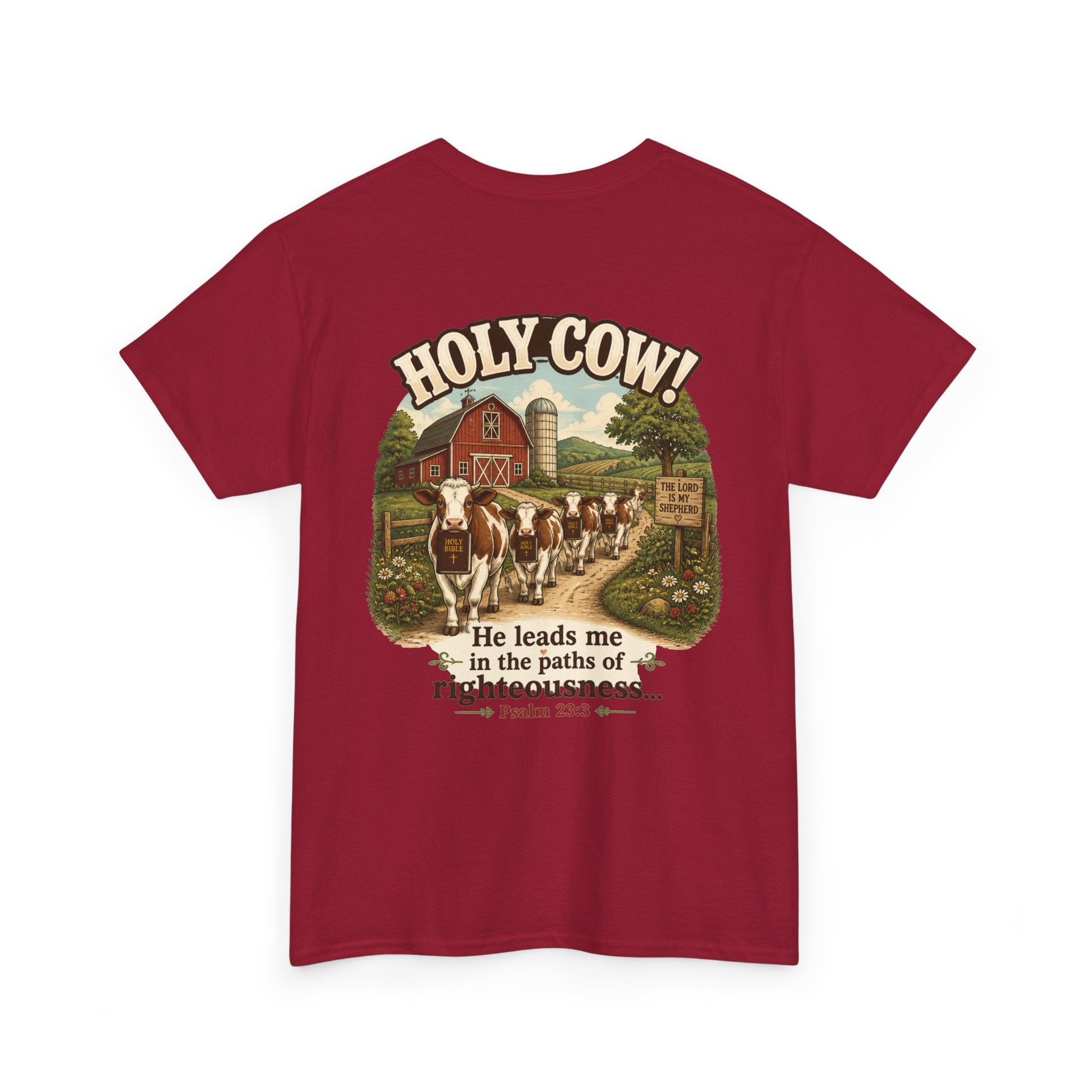 Christian Scripture Tee — "He heals the brokenhearted" Psalm 34:18 Chest Print