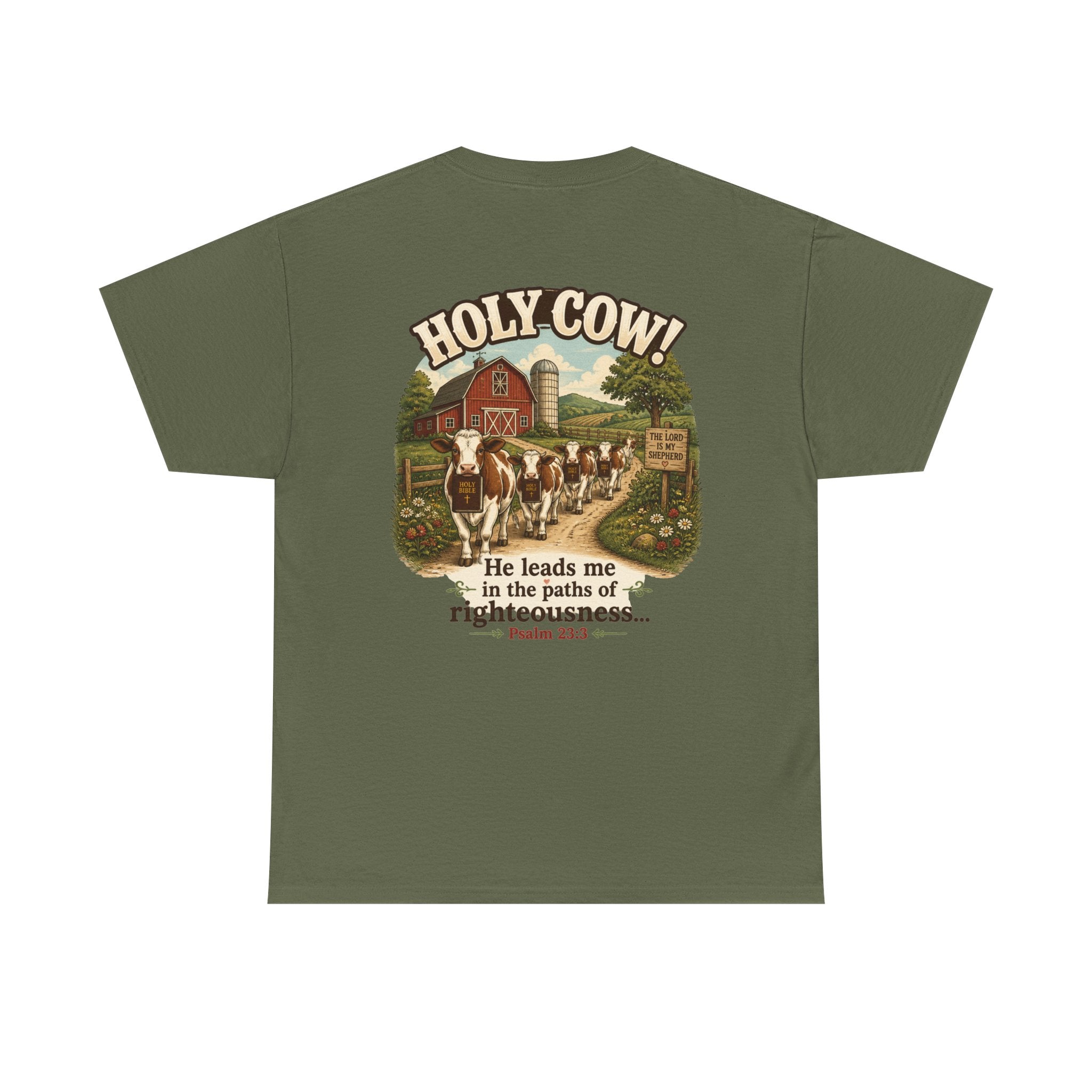 Christian Scripture Tee — "He heals the brokenhearted" Psalm 34:18 Chest Print