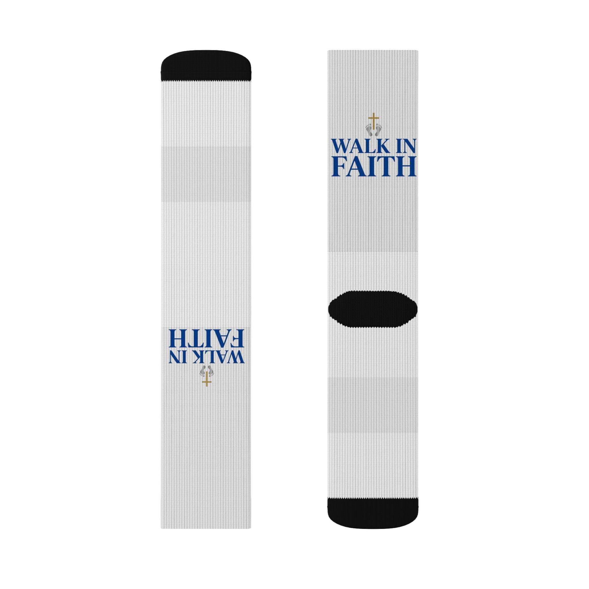 Walk in Faith Sublimation Socks — Inspirational Christian Crew Socks