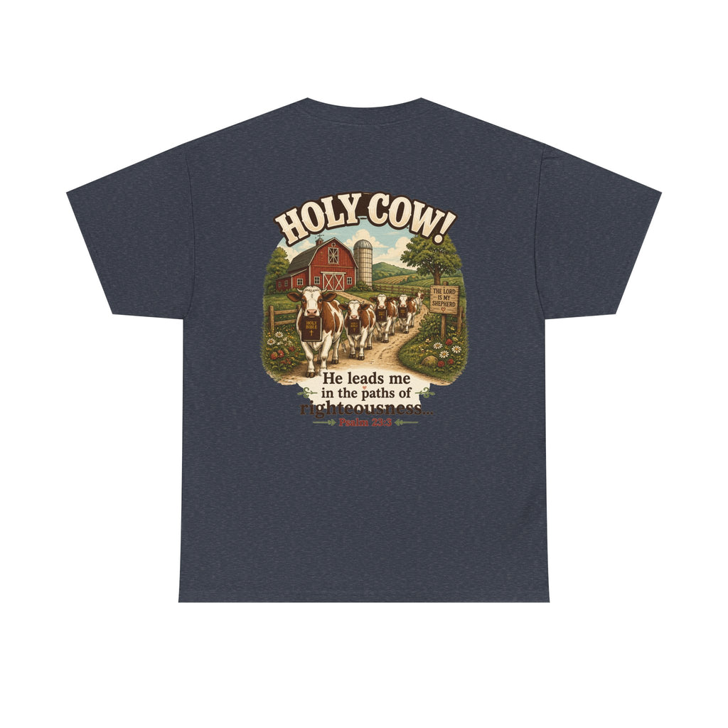 Christian Scripture Tee — "He heals the brokenhearted" Psalm 34:18 Chest Print