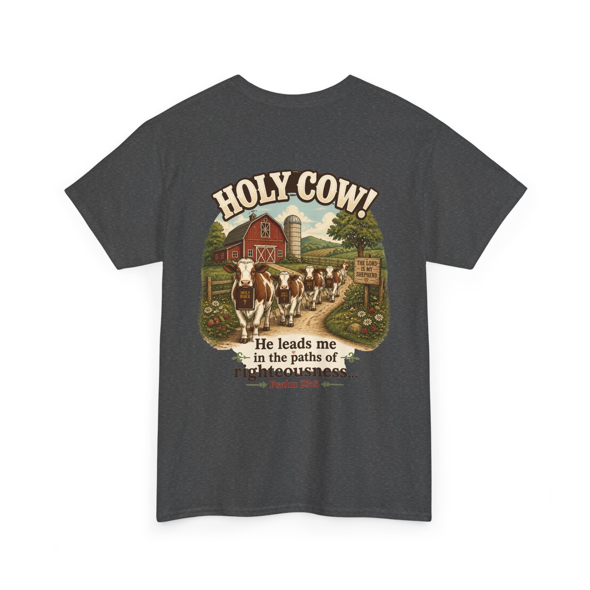Christian Scripture Tee — "He heals the brokenhearted" Psalm 34:18 Chest Print