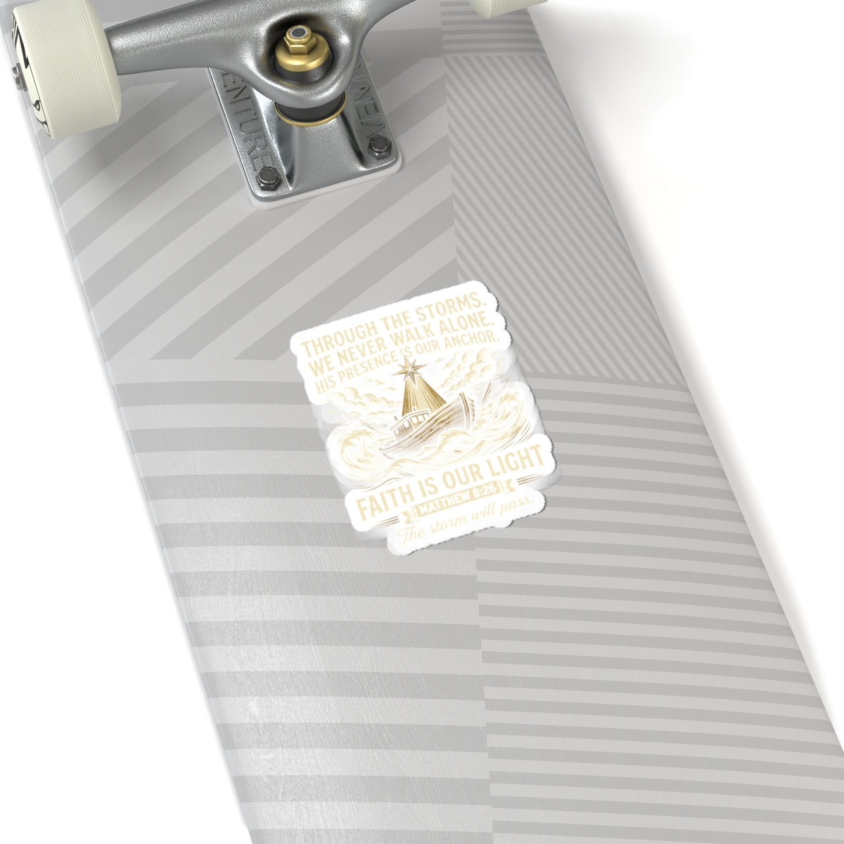Faith Is Our Light Kiss-Cut Sticker — Inspirational Christian Boat Design