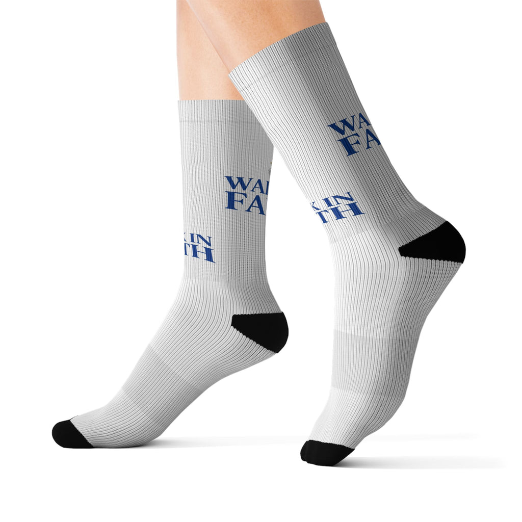 Walk in Faith Sublimation Socks — Inspirational Christian Crew Socks
