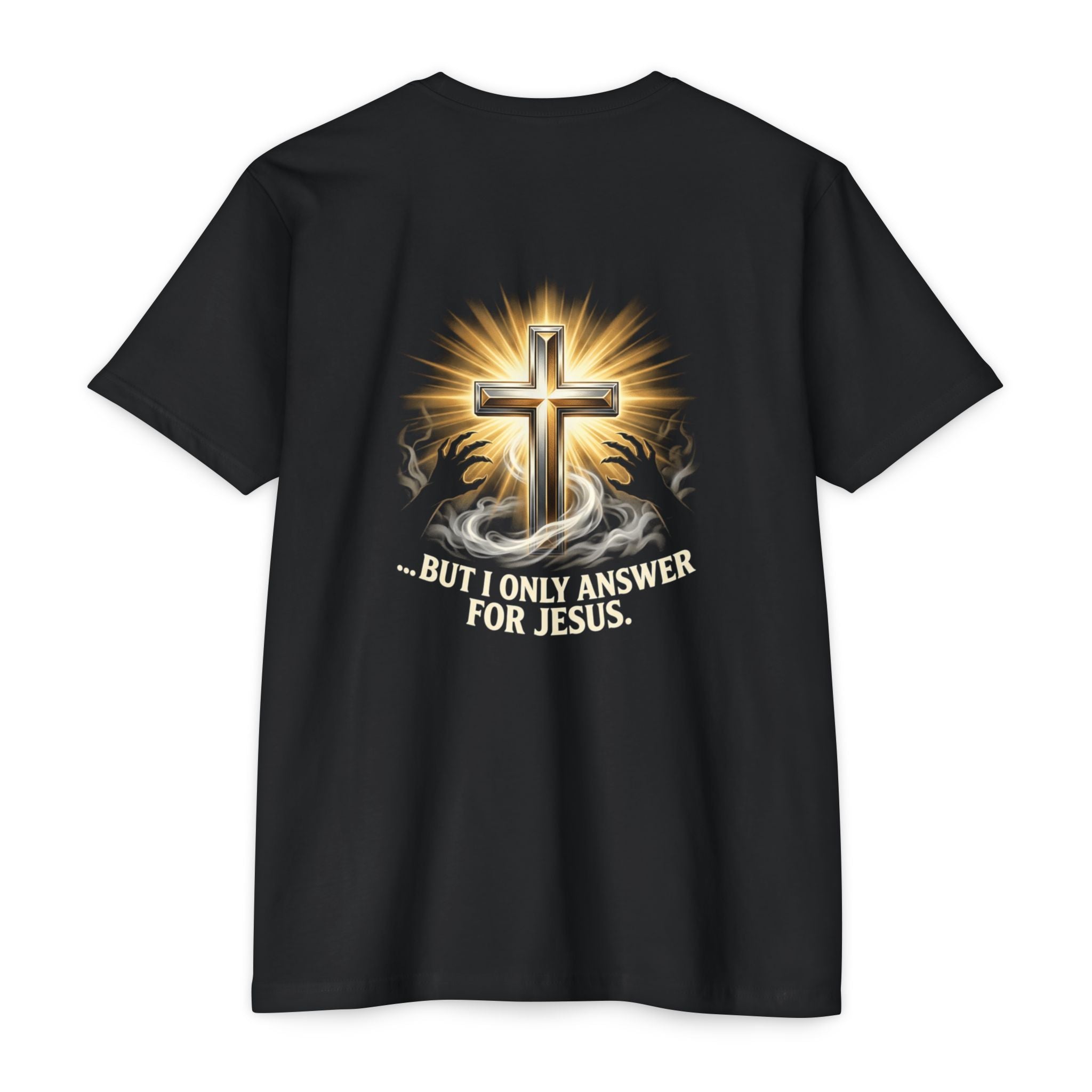 Christian Cross T-Shirt — "The Devil Can Knock All Day... But I Only Answer For Jesus"