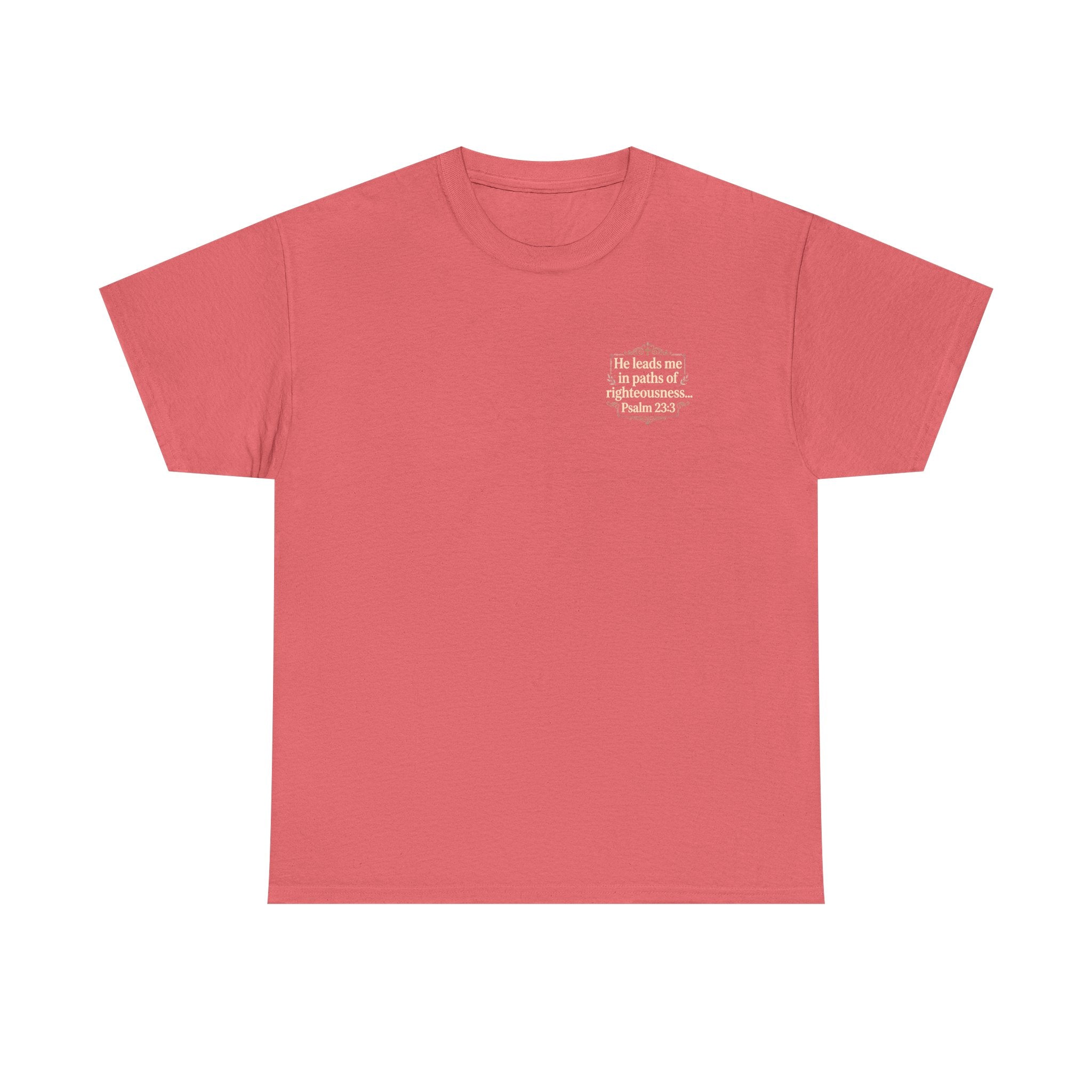 Christian Scripture Tee — "He heals the brokenhearted" Psalm 34:18 Chest Print