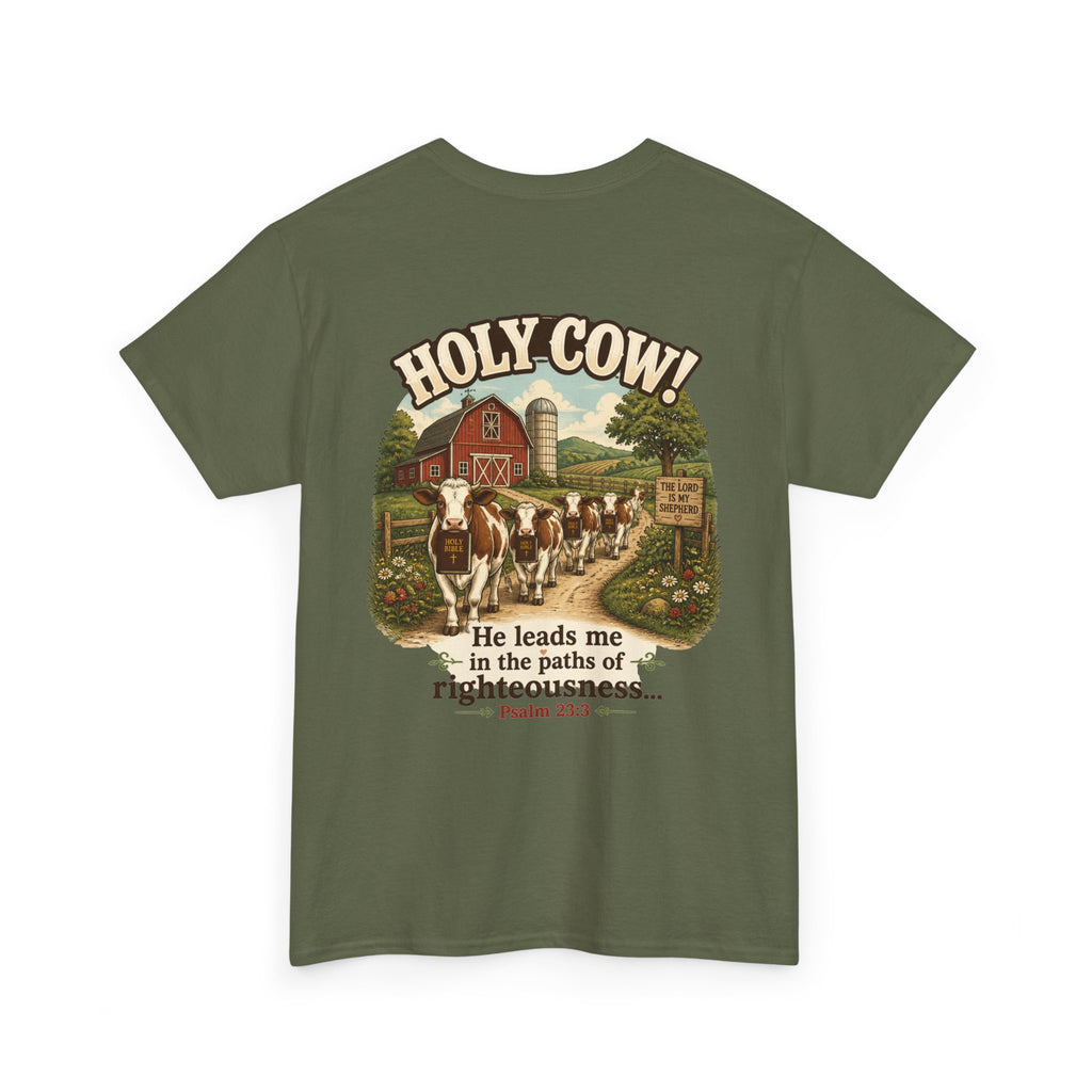 Christian Scripture Tee — "He heals the brokenhearted" Psalm 34:18 Chest Print