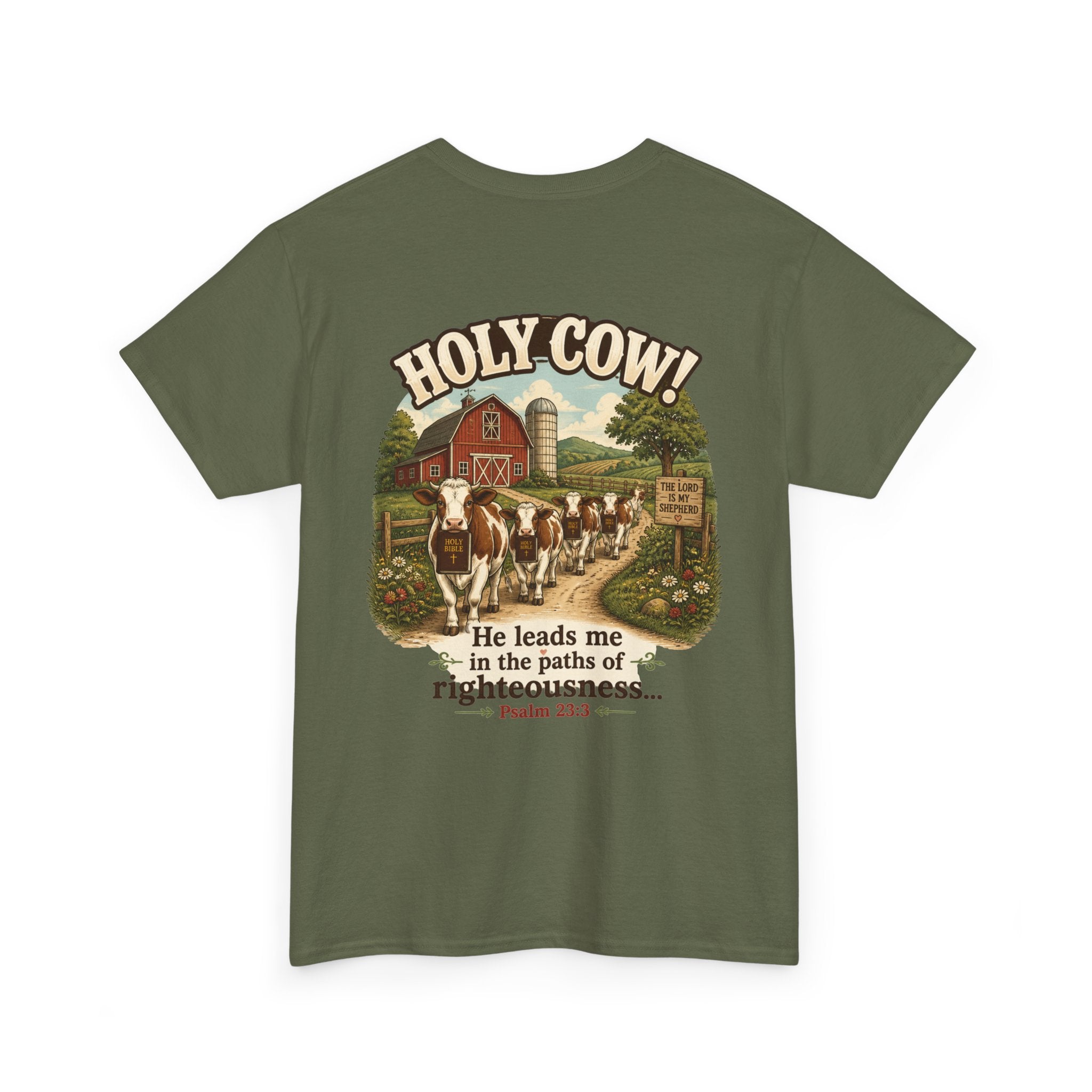 Christian Scripture Tee — "He heals the brokenhearted" Psalm 34:18 Chest Print