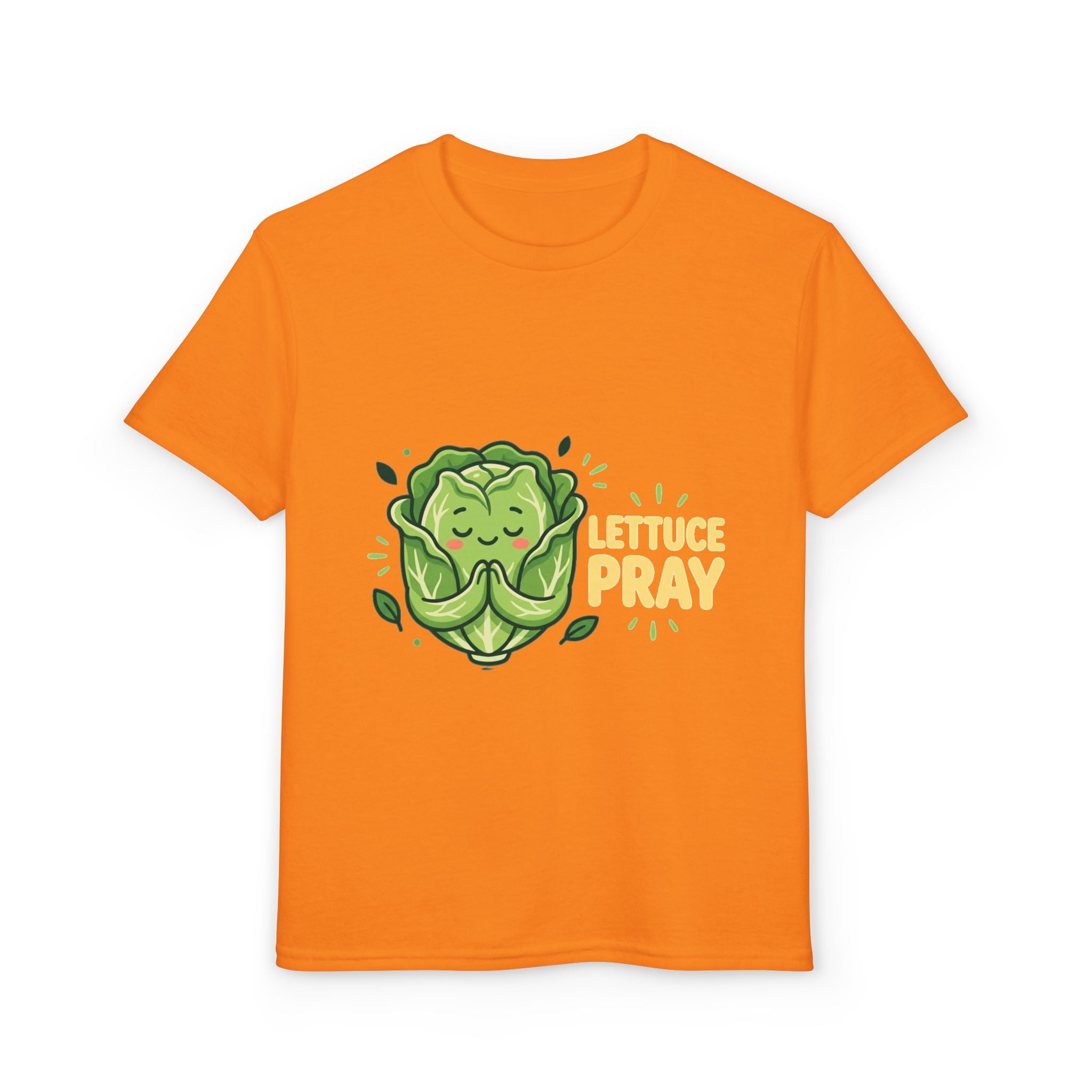 Youth T-Shirt — "Lettuce Pray" Cute Praying Lettuce Kids Tee