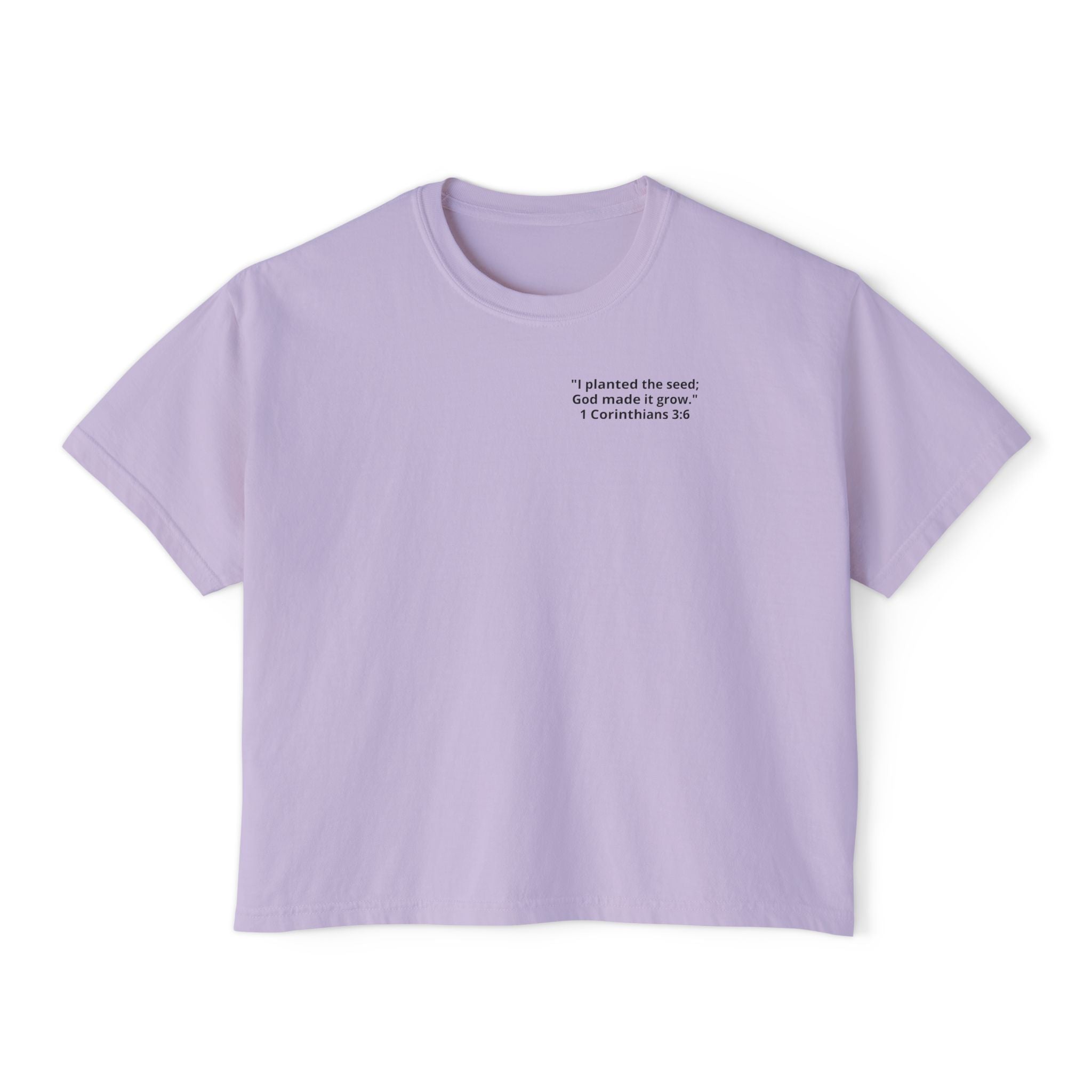Watch the Love of God Grow Boxy Tee — Christian Faith Tree Graphic Women's Shirt