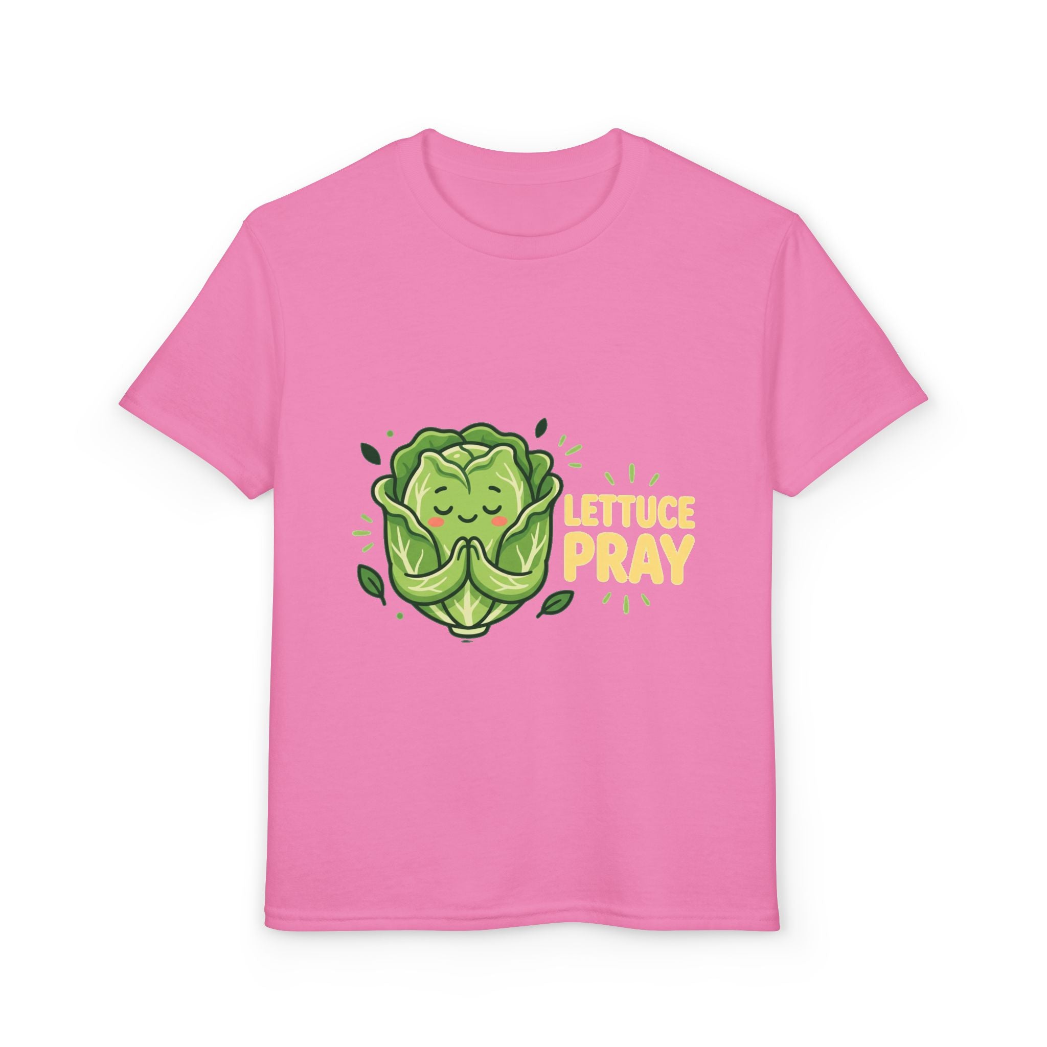 Youth T-Shirt — "Lettuce Pray" Cute Praying Lettuce Kids Tee