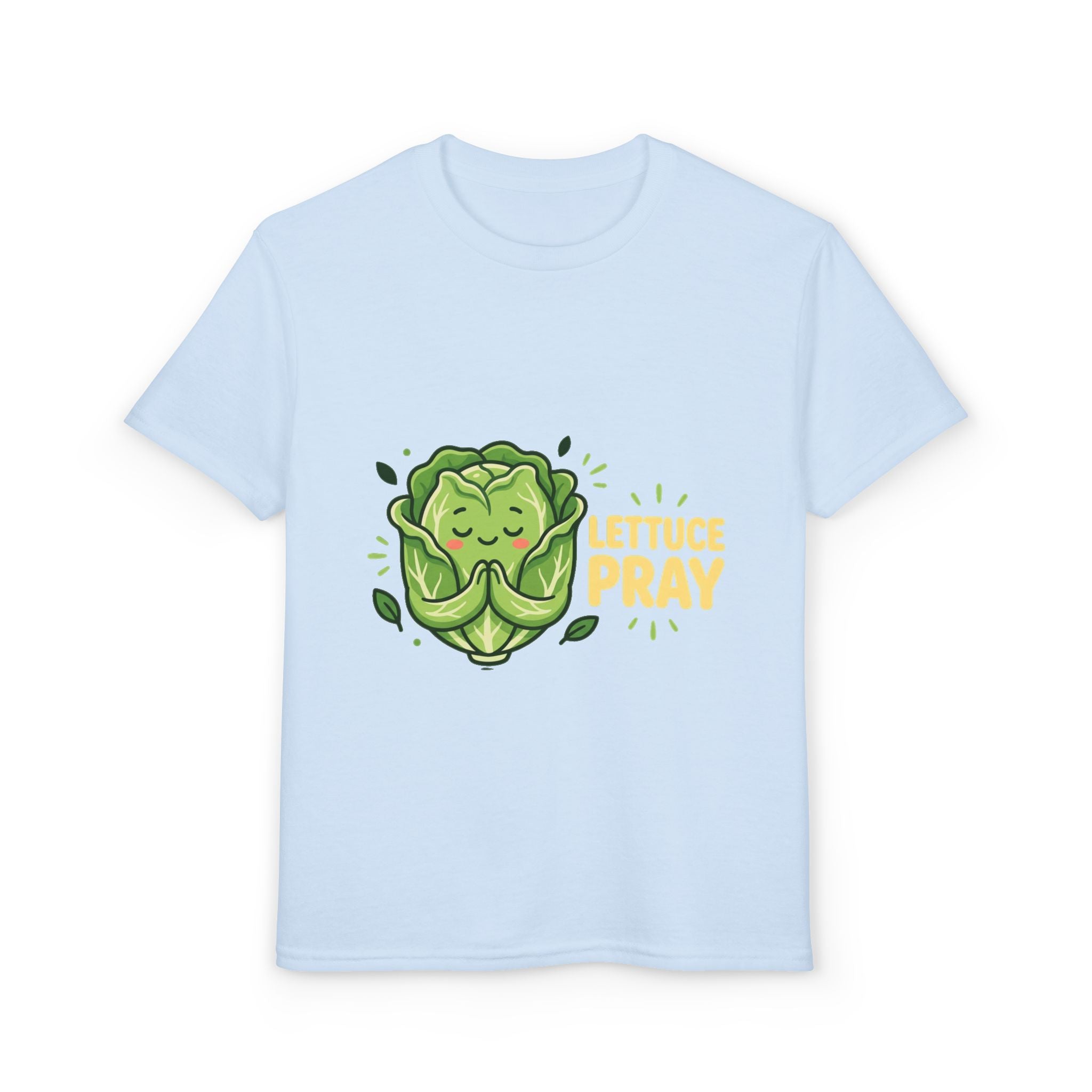 Youth T-Shirt — "Lettuce Pray" Cute Praying Lettuce Kids Tee