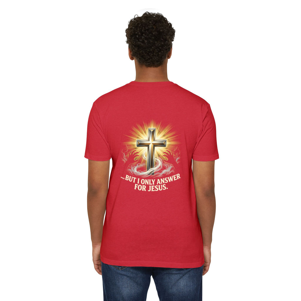 Christian Cross T-Shirt — "The Devil Can Knock All Day... But I Only Answer For Jesus"