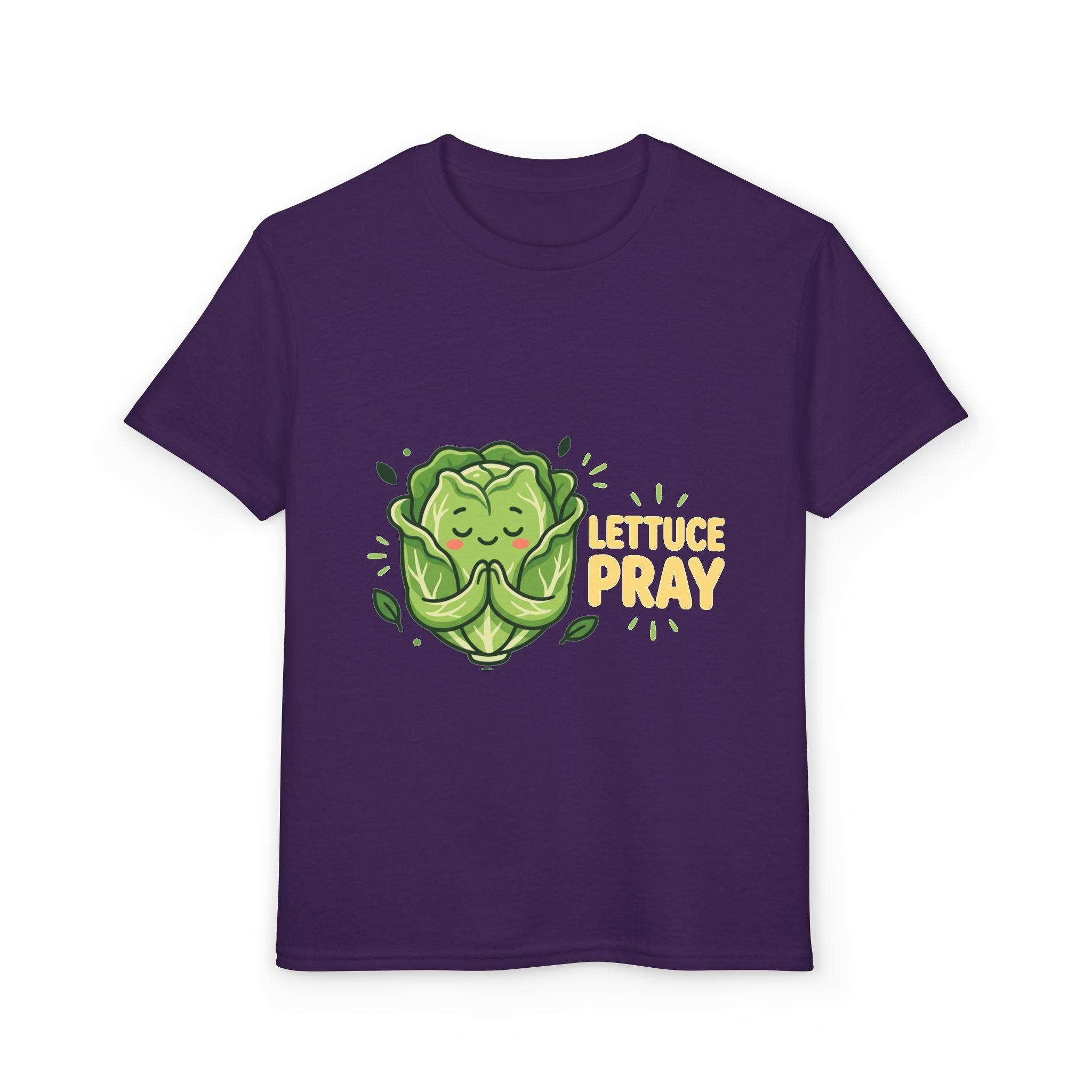 Youth T-Shirt — "Lettuce Pray" Cute Praying Lettuce Kids Tee