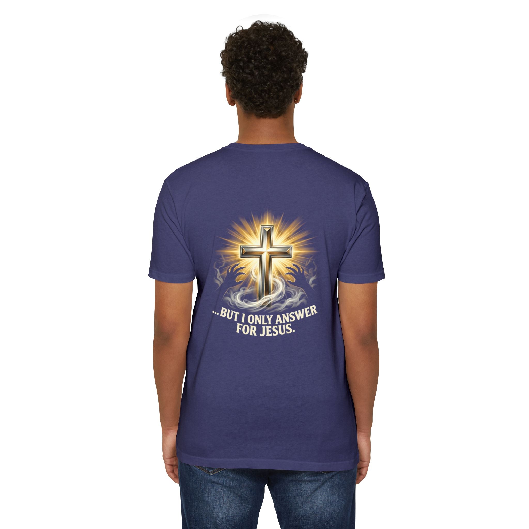 Christian Cross T-Shirt — "The Devil Can Knock All Day... But I Only Answer For Jesus"