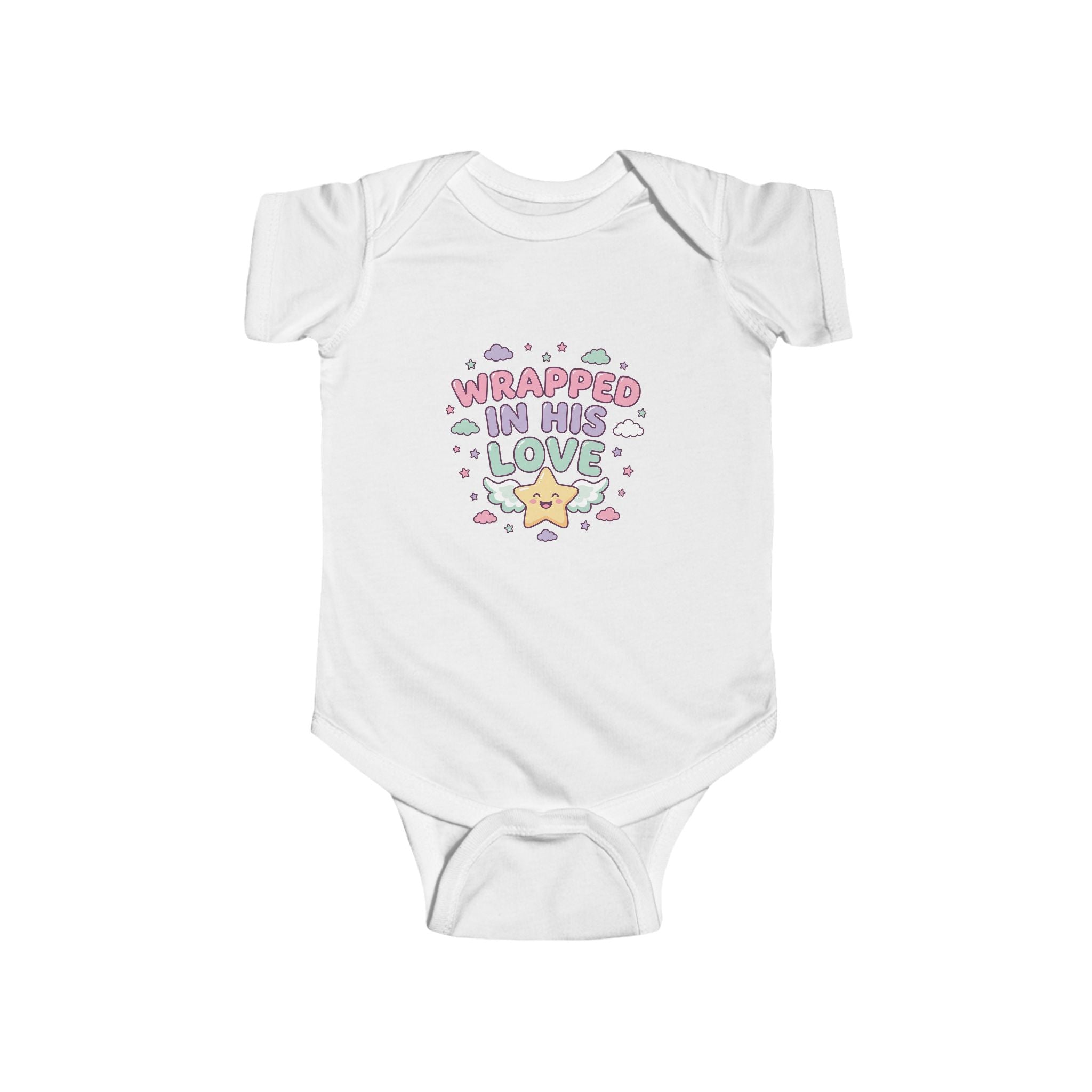 Infant Bodysuit — “Wrapped in His Love” Cute Pastel Star Baby Onesie