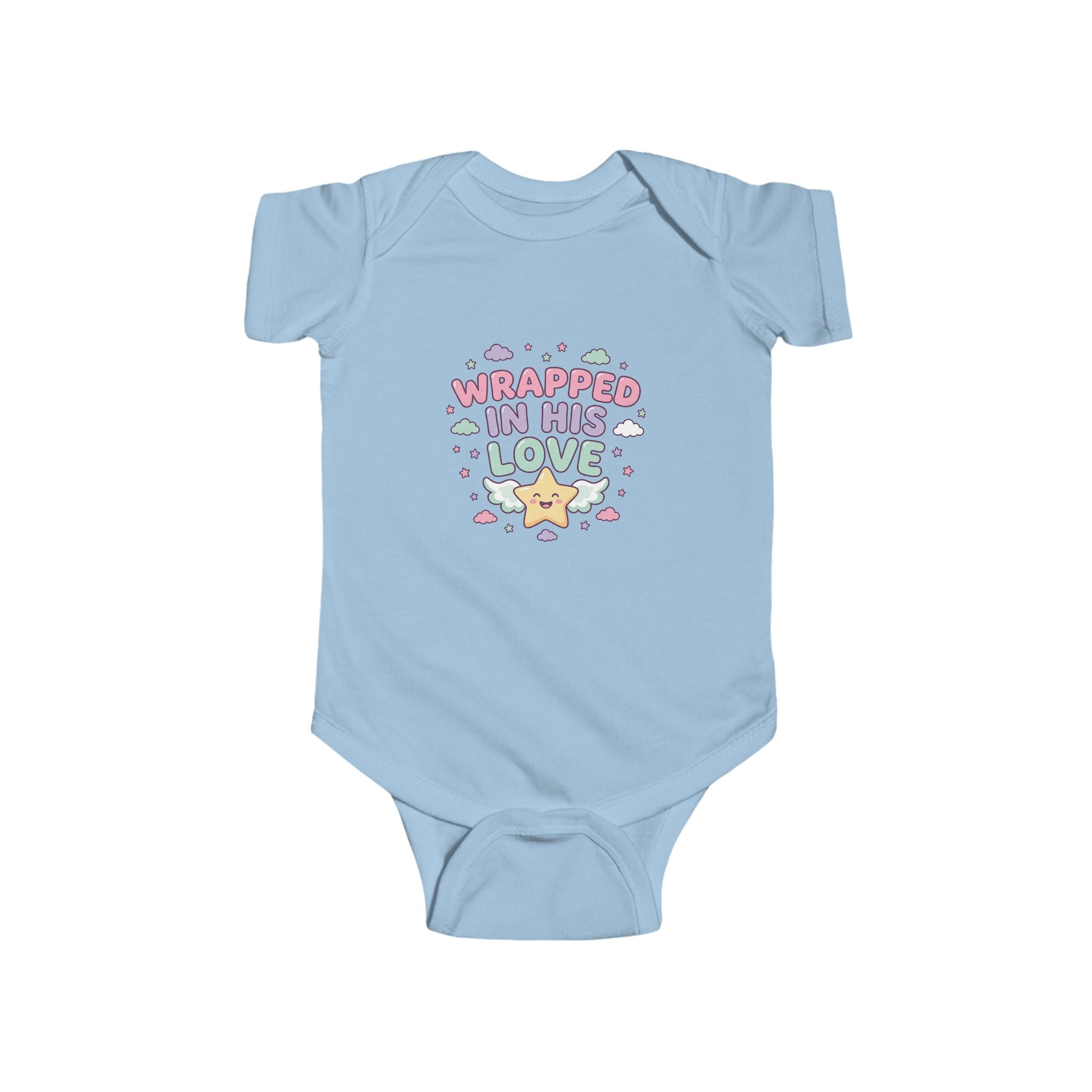 Infant Bodysuit — “Wrapped in His Love” Cute Pastel Star Baby Onesie