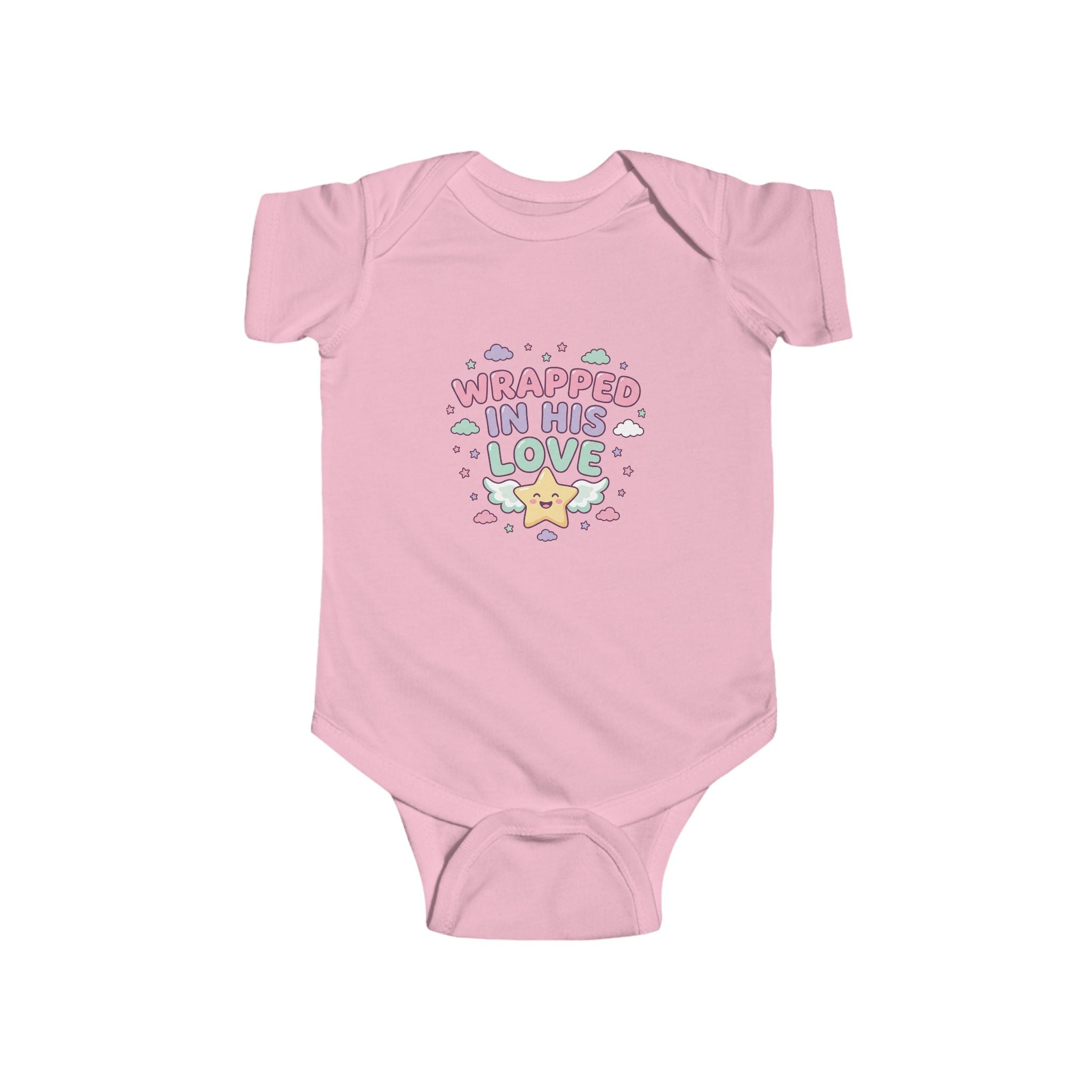 Infant Bodysuit — “Wrapped in His Love” Cute Pastel Star Baby Onesie