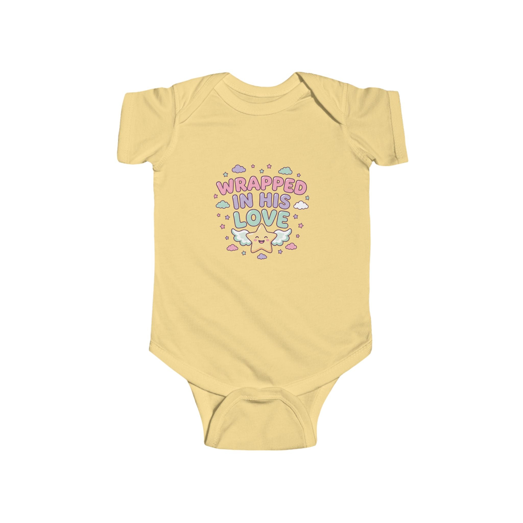 Infant Bodysuit — “Wrapped in His Love” Cute Pastel Star Baby Onesie
