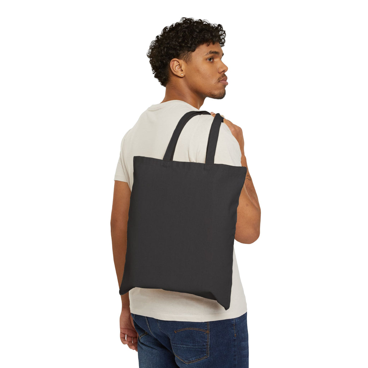 Canvas Tote Bag — Minimal Happy Camper Illustration, Eco-Friendly Grocery & Market Bag