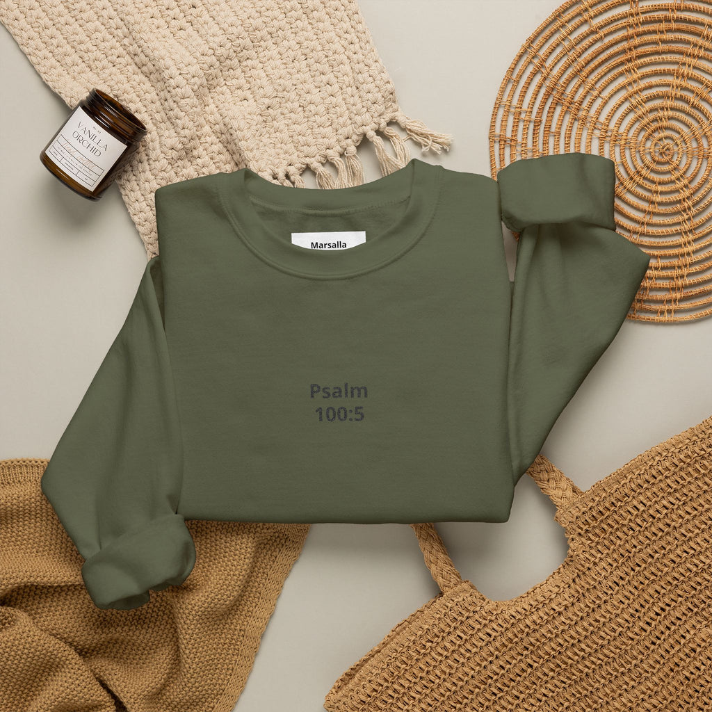 Psalm 100:5 Minimalist Crewneck Sweatshirt — Christian Scripture Sweatshirt