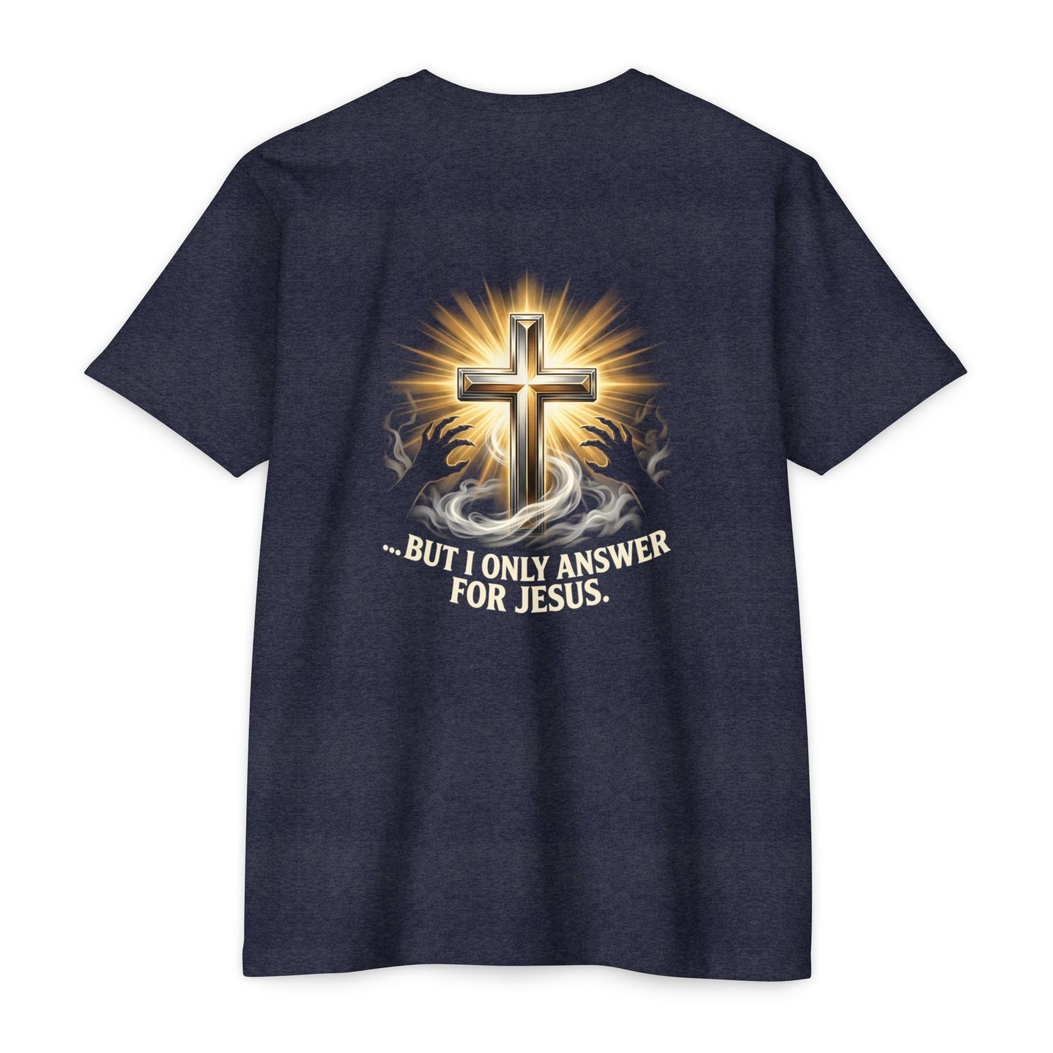 Christian Cross T-Shirt — "The Devil Can Knock All Day... But I Only Answer For Jesus"