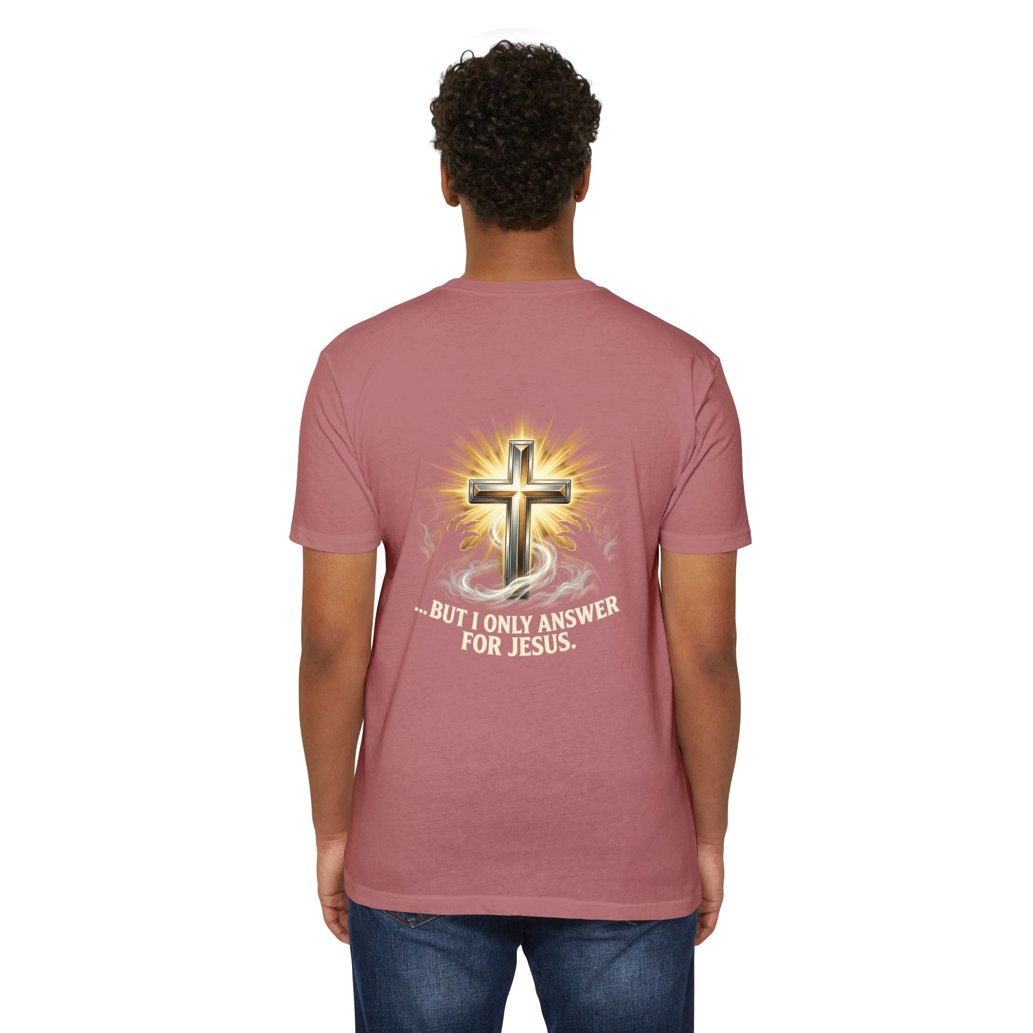 Christian Cross T-Shirt — "The Devil Can Knock All Day... But I Only Answer For Jesus"