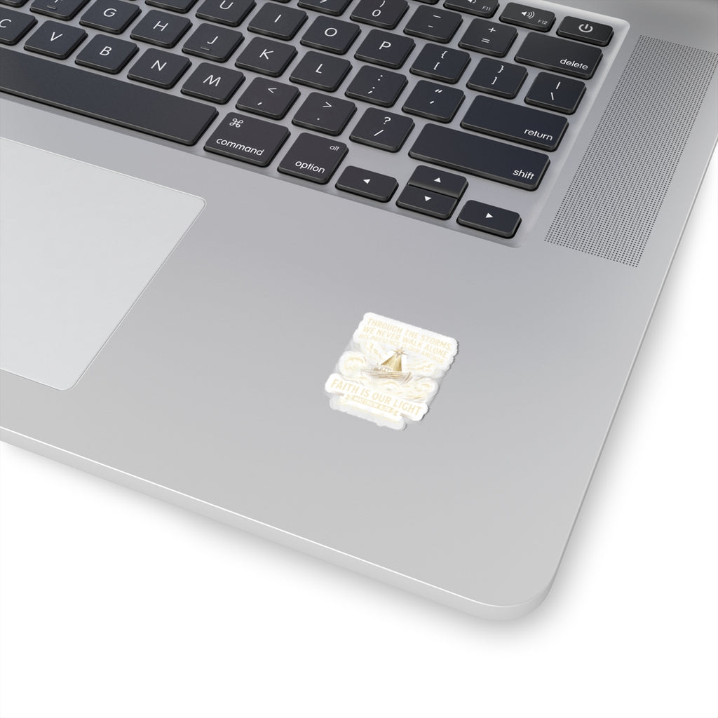 Faith Is Our Light Kiss-Cut Sticker — Inspirational Christian Boat Design