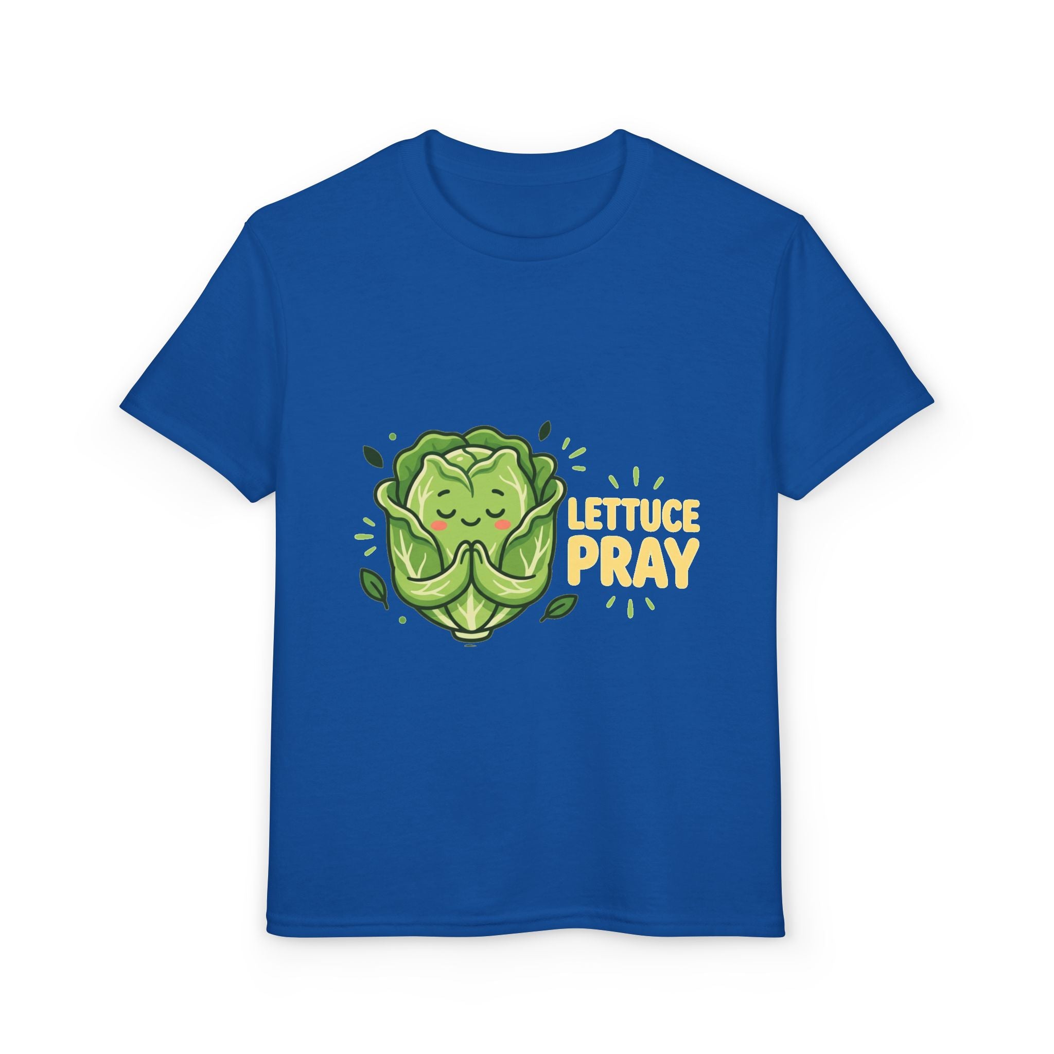 Youth T-Shirt — "Lettuce Pray" Cute Praying Lettuce Kids Tee