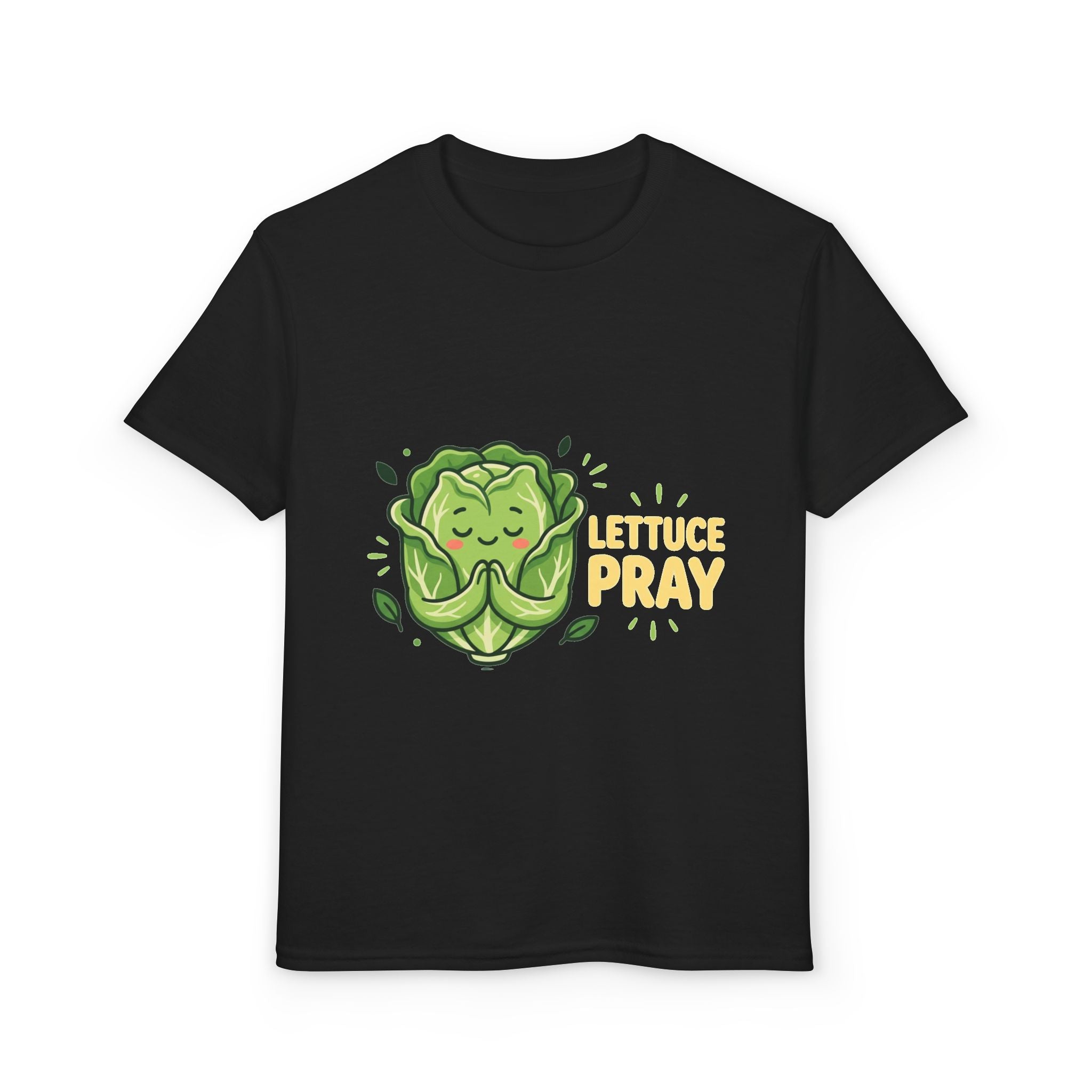 Youth T-Shirt — "Lettuce Pray" Cute Praying Lettuce Kids Tee