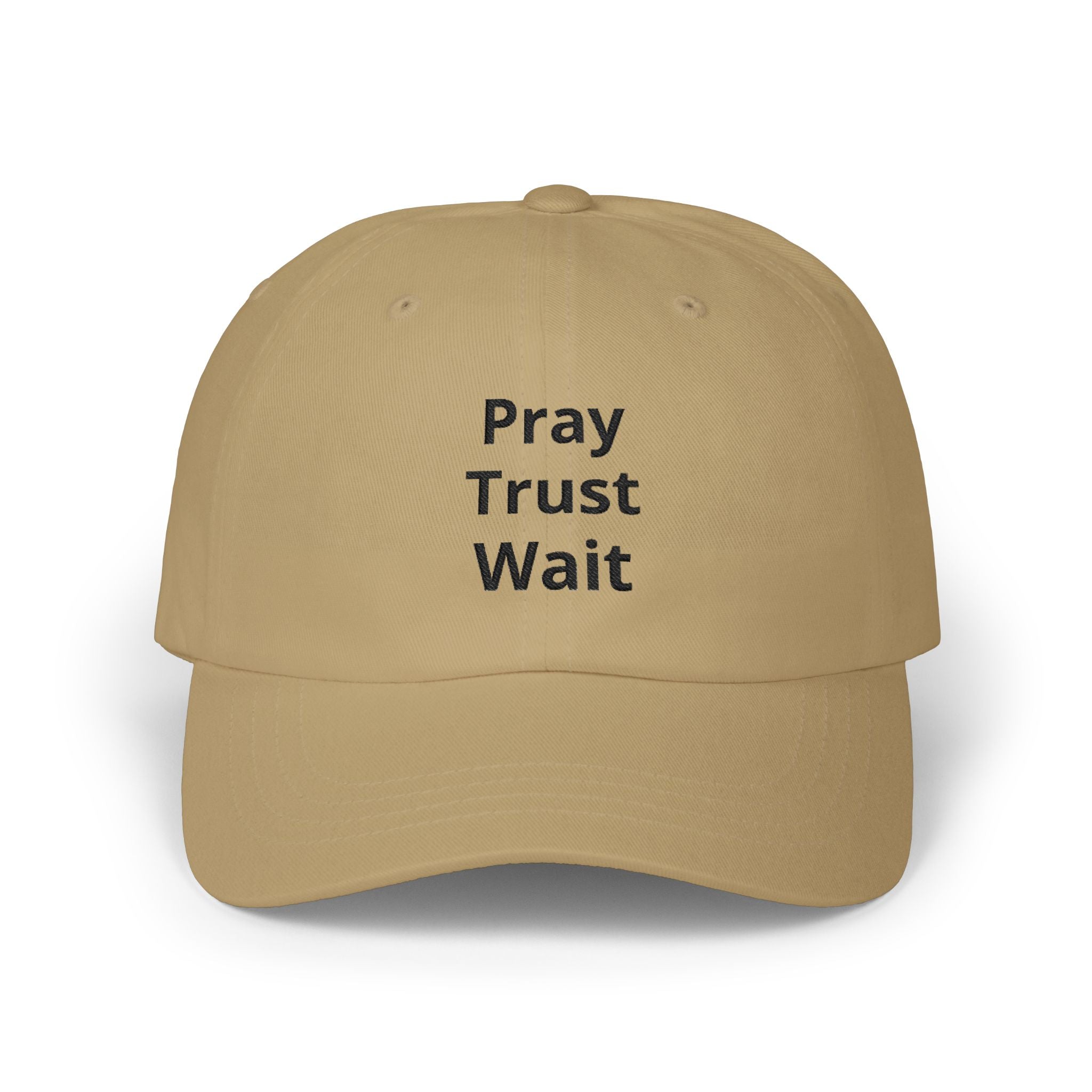 Pray Trust Wait Dad Cap – Inspirational Embroidered Baseball Hat
