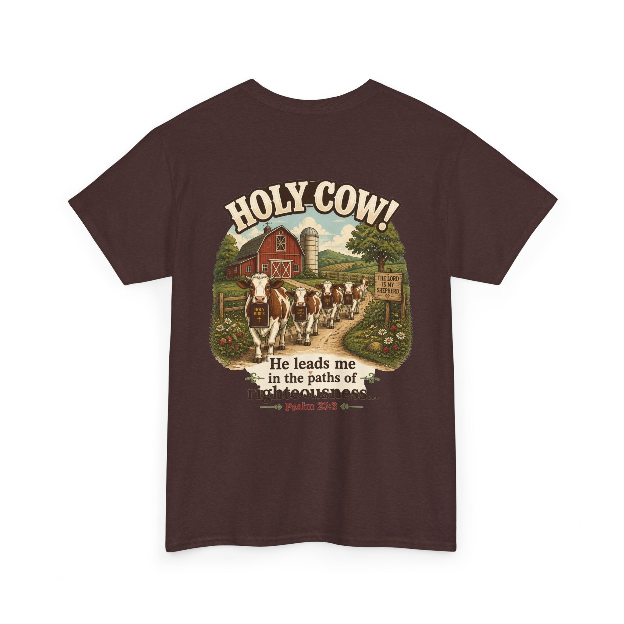 Christian Scripture Tee — "He heals the brokenhearted" Psalm 34:18 Chest Print