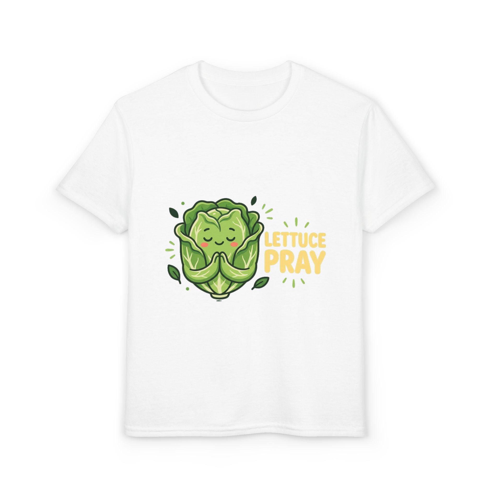 Youth T-Shirt — "Lettuce Pray" Cute Praying Lettuce Kids Tee