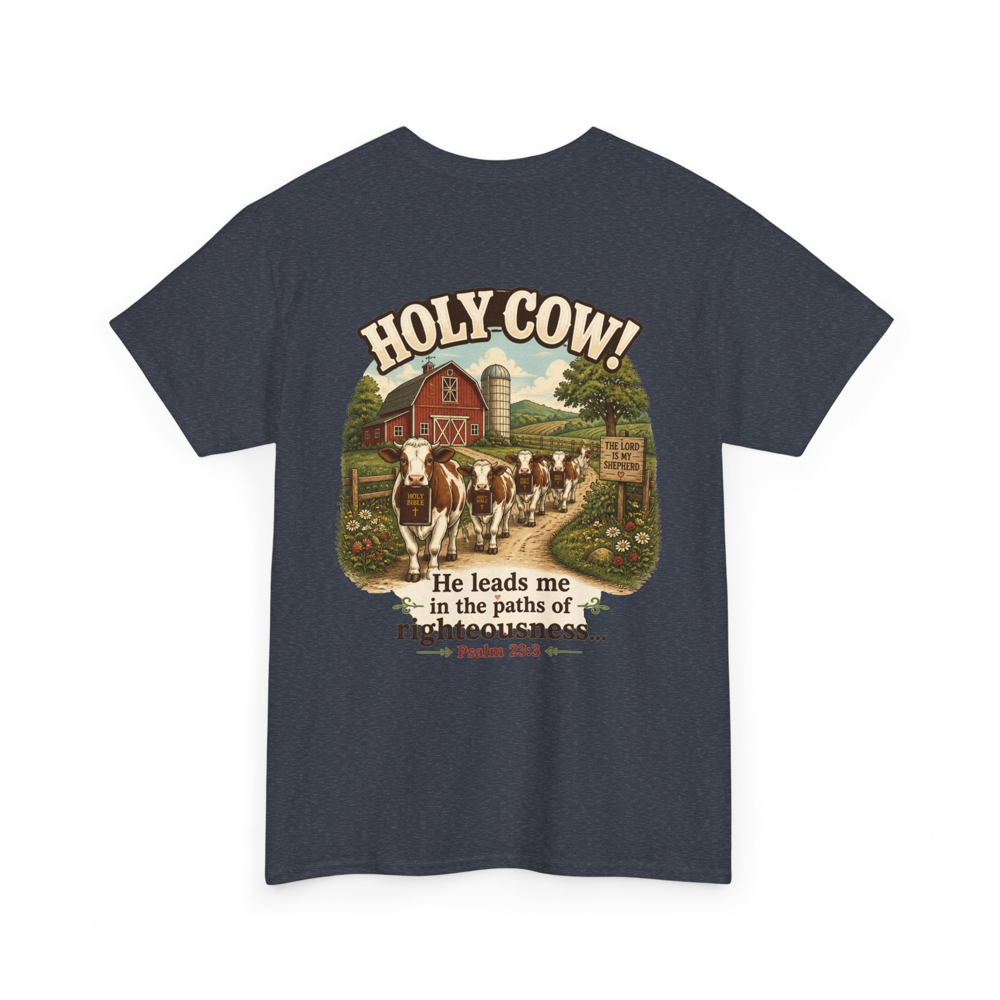 Christian Scripture Tee — "He heals the brokenhearted" Psalm 34:18 Chest Print
