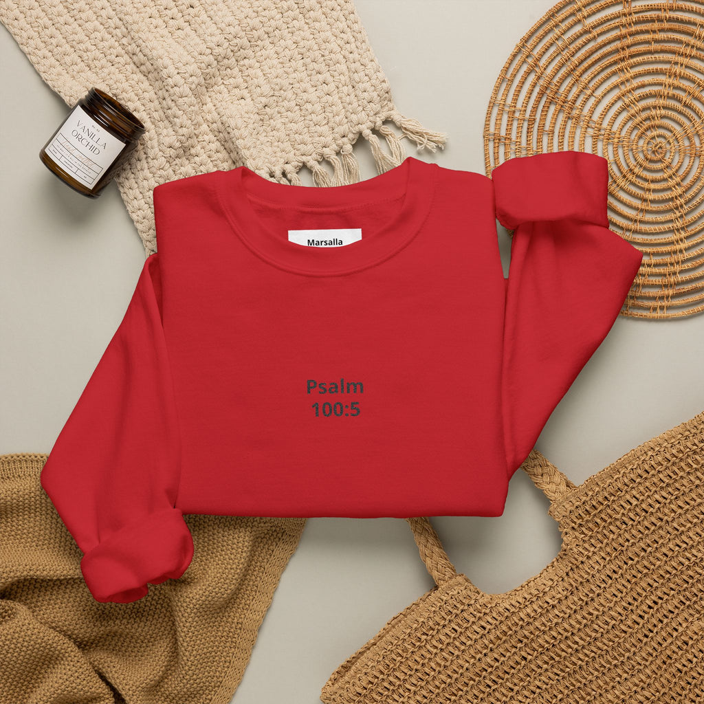 Psalm 100:5 Minimalist Crewneck Sweatshirt — Christian Scripture Sweatshirt