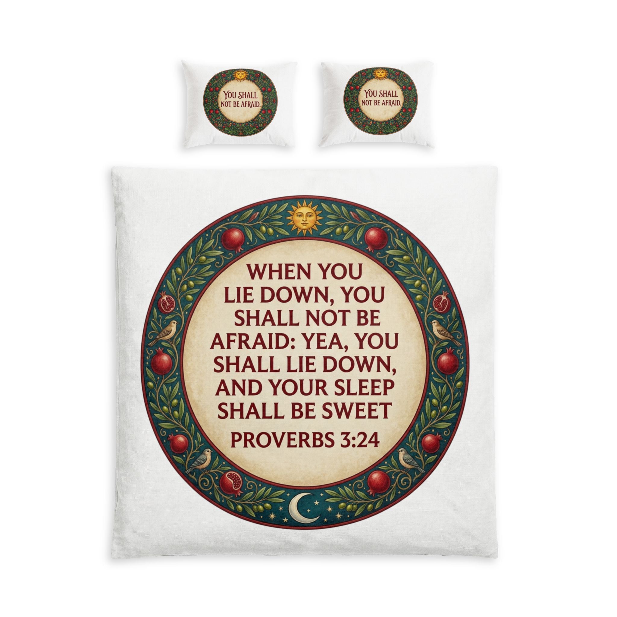 Proverbs 3:24 Cotton Bed Set – Inspirational Religious Duvet Cover & Pillowcases