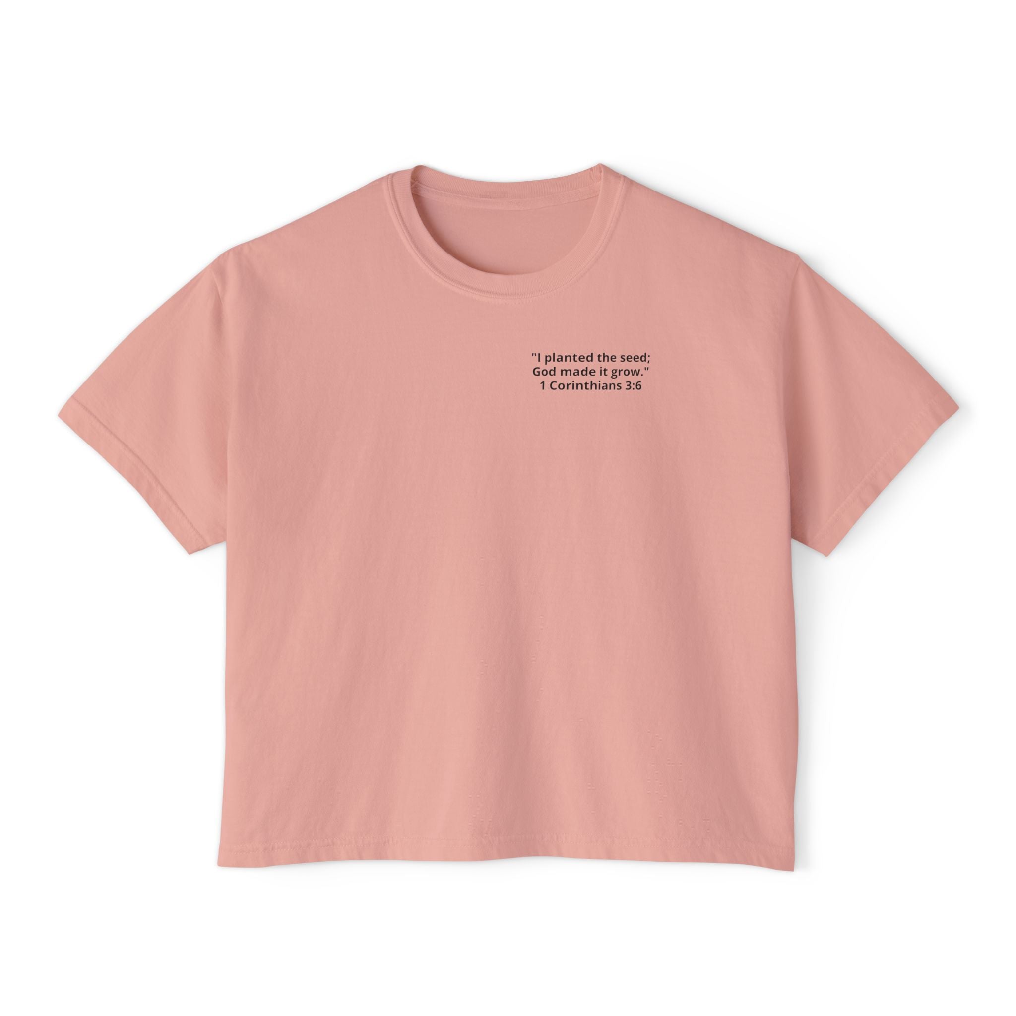 Watch the Love of God Grow Boxy Tee — Christian Faith Tree Graphic Women's Shirt