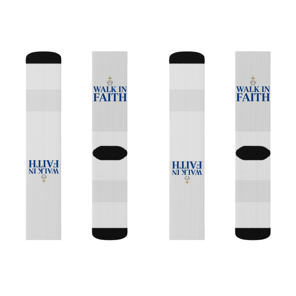 Walk in Faith Sublimation Socks — Inspirational Christian Crew Socks