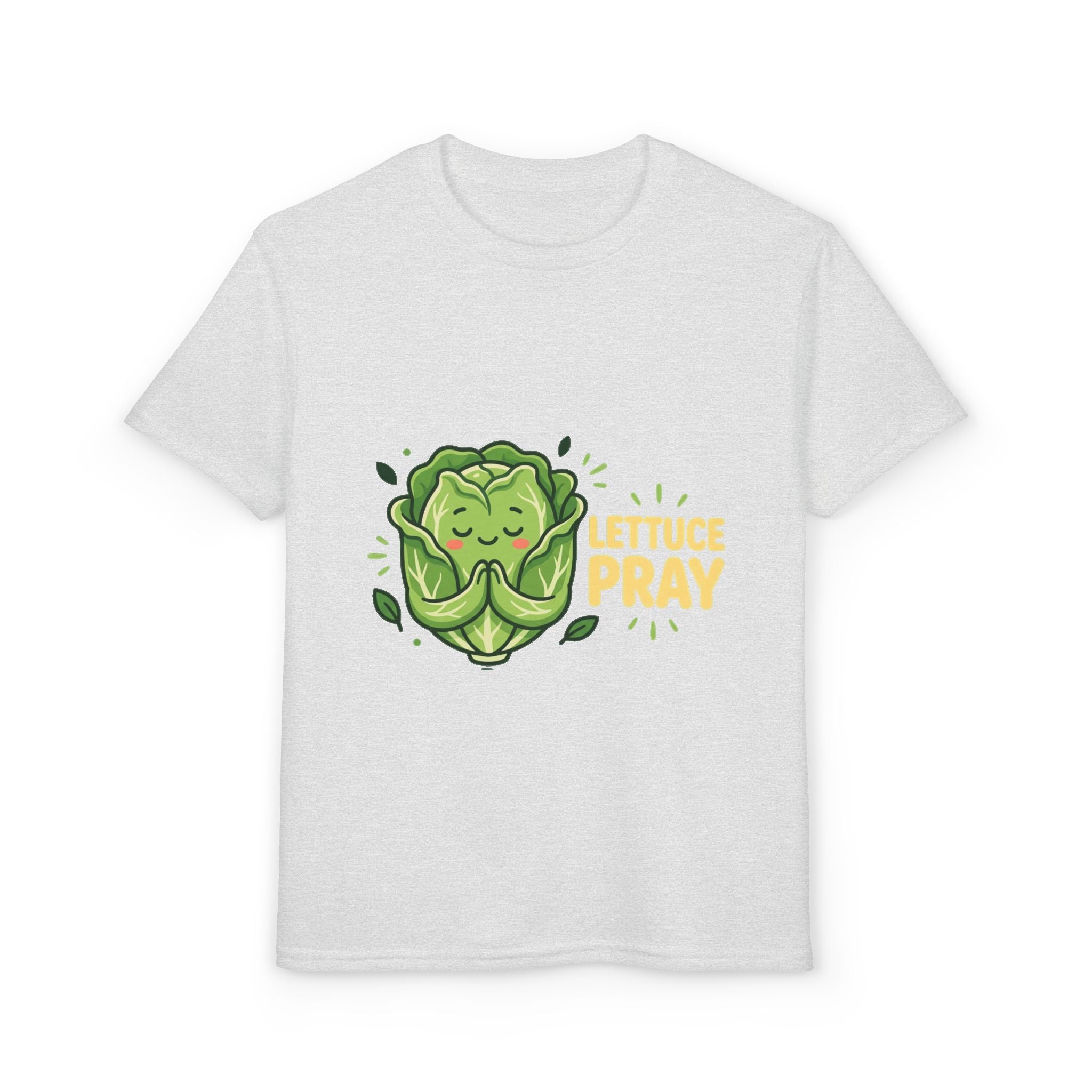 Youth T-Shirt — "Lettuce Pray" Cute Praying Lettuce Kids Tee