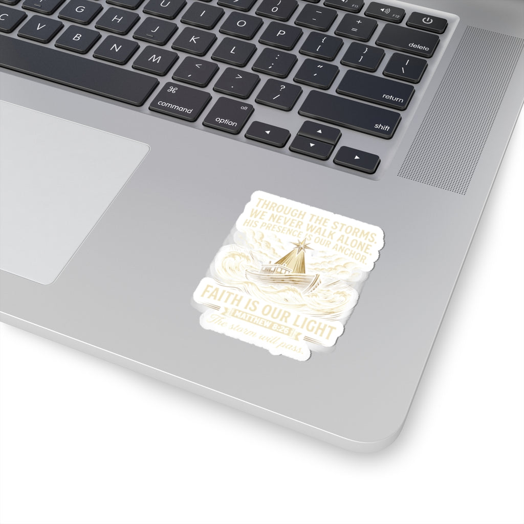 Faith Is Our Light Kiss-Cut Sticker — Inspirational Christian Boat Design
