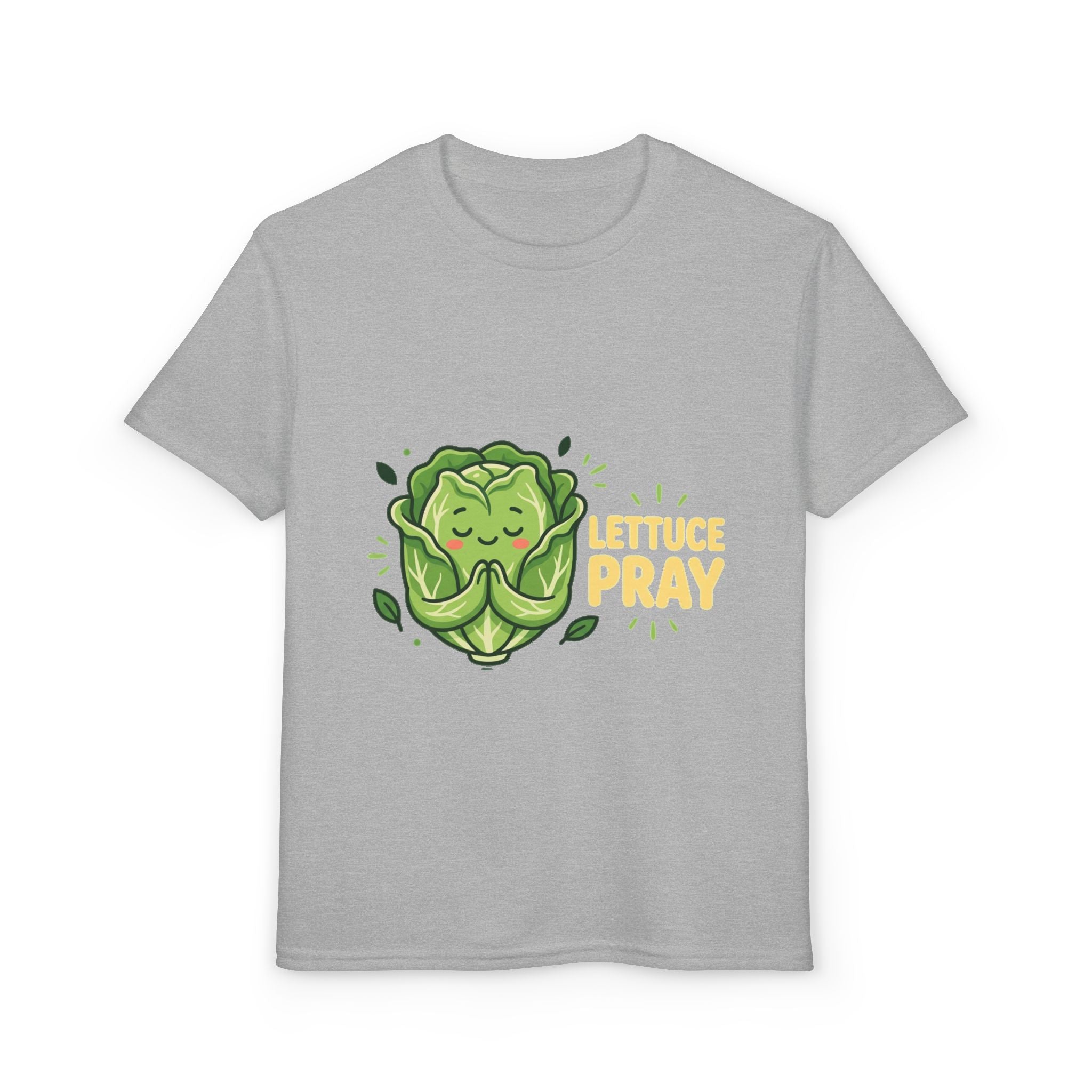 Youth T-Shirt — "Lettuce Pray" Cute Praying Lettuce Kids Tee