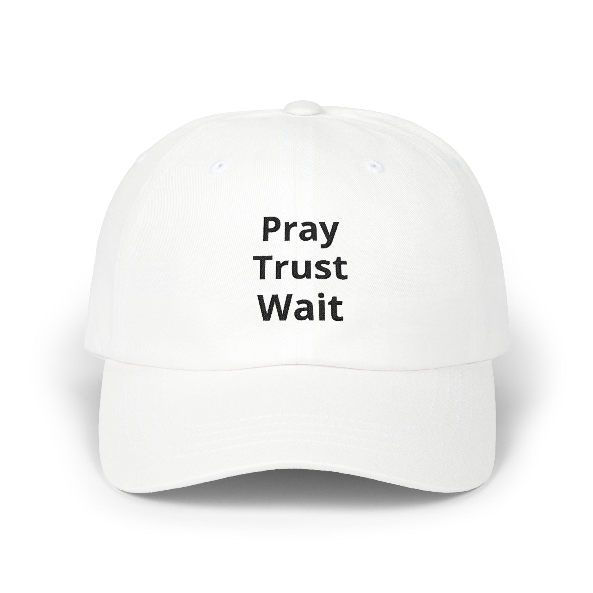 Pray Trust Wait Dad Cap – Inspirational Embroidered Baseball Hat