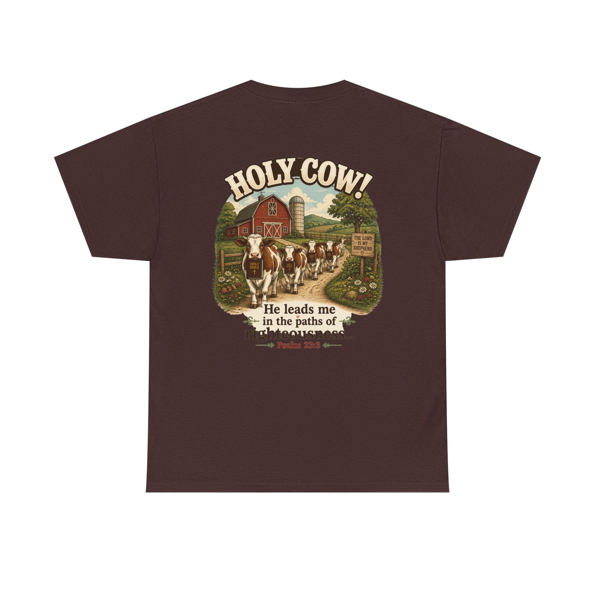 Christian Scripture Tee — "He heals the brokenhearted" Psalm 34:18 Chest Print