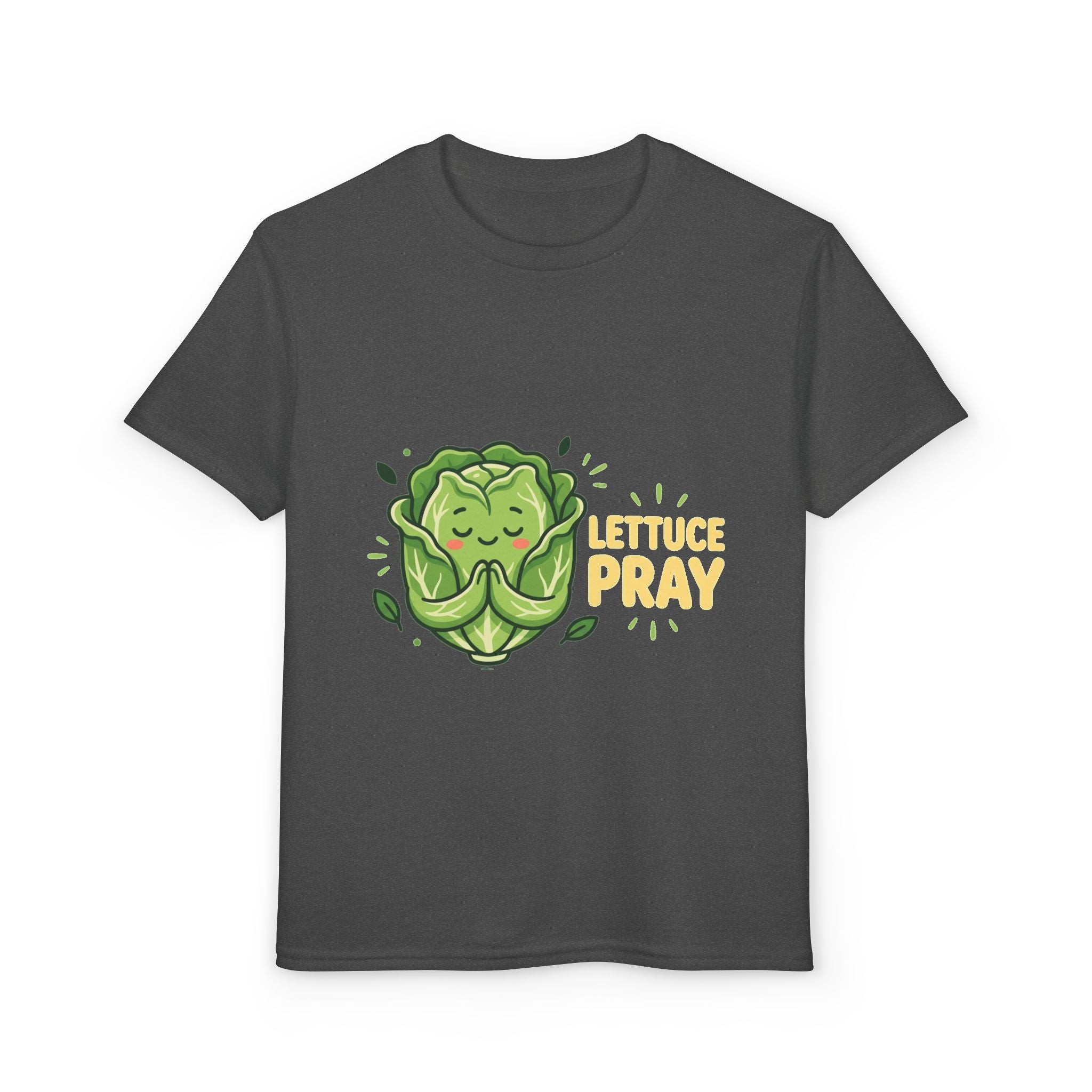 Youth T-Shirt — "Lettuce Pray" Cute Praying Lettuce Kids Tee