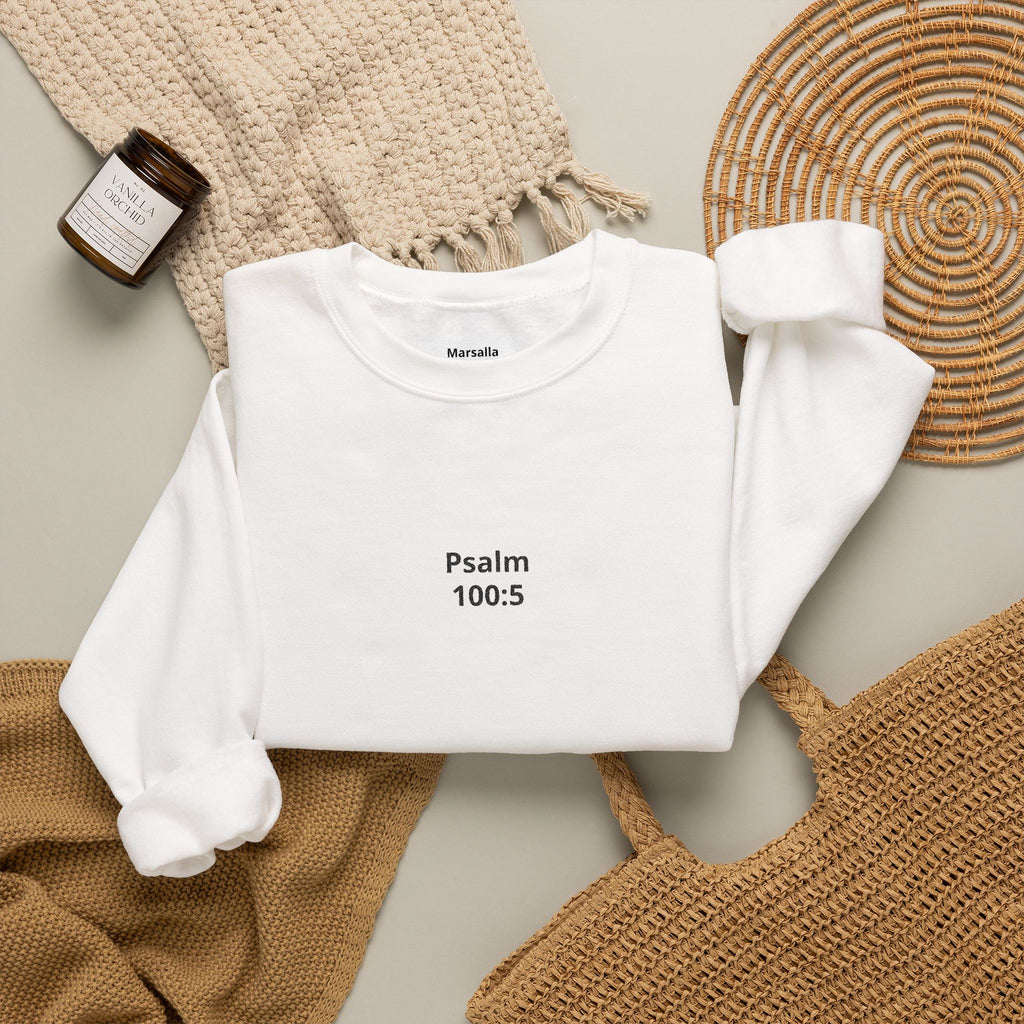 Psalm 100:5 Minimalist Crewneck Sweatshirt — Christian Scripture Sweatshirt