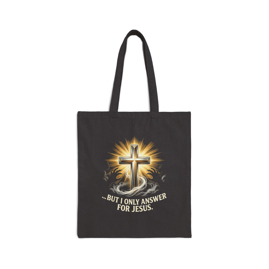 Religious Cotton Tote Bag — "The Devil Can Knock All Day" & Golden Cross Canvas Market Tote