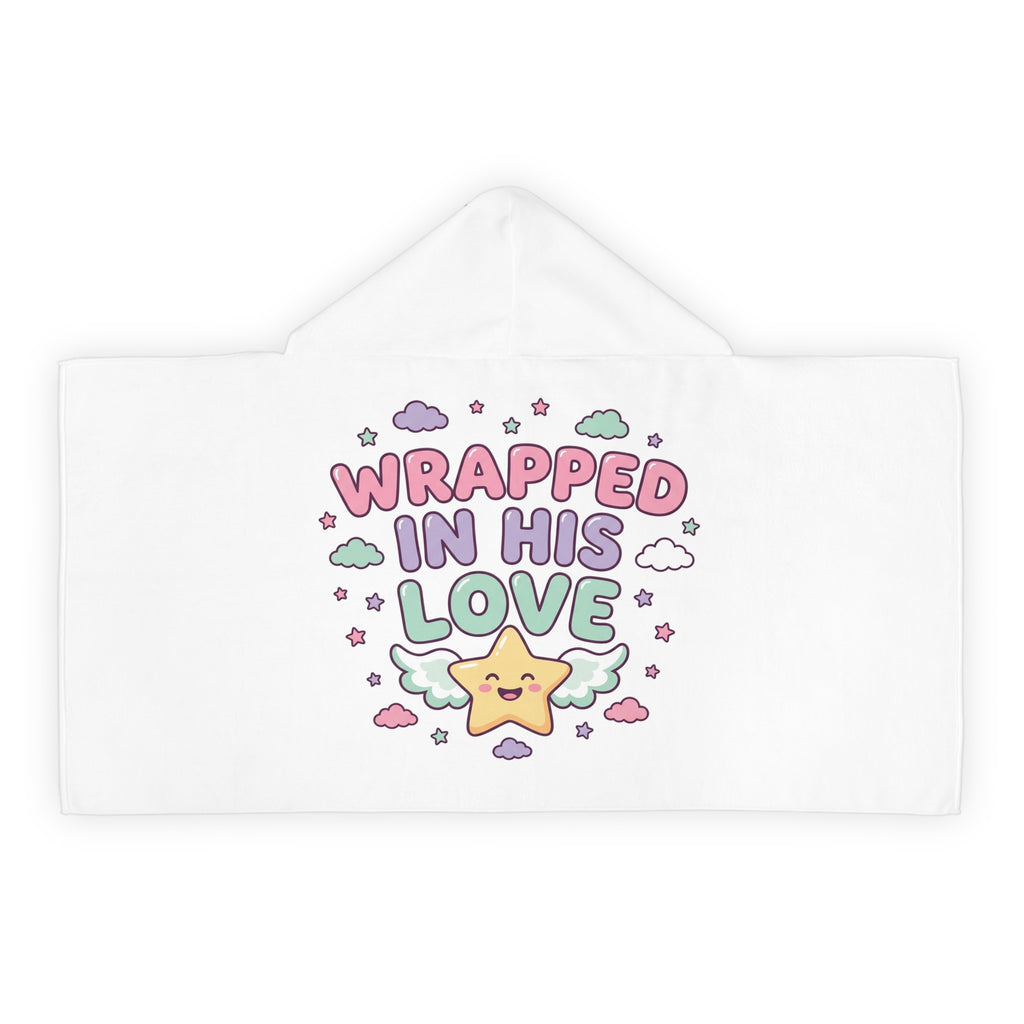 Wrapped in His Love Youth Hooded Towel — Cute Pastel Star Christian Bath Wrap for Kids
